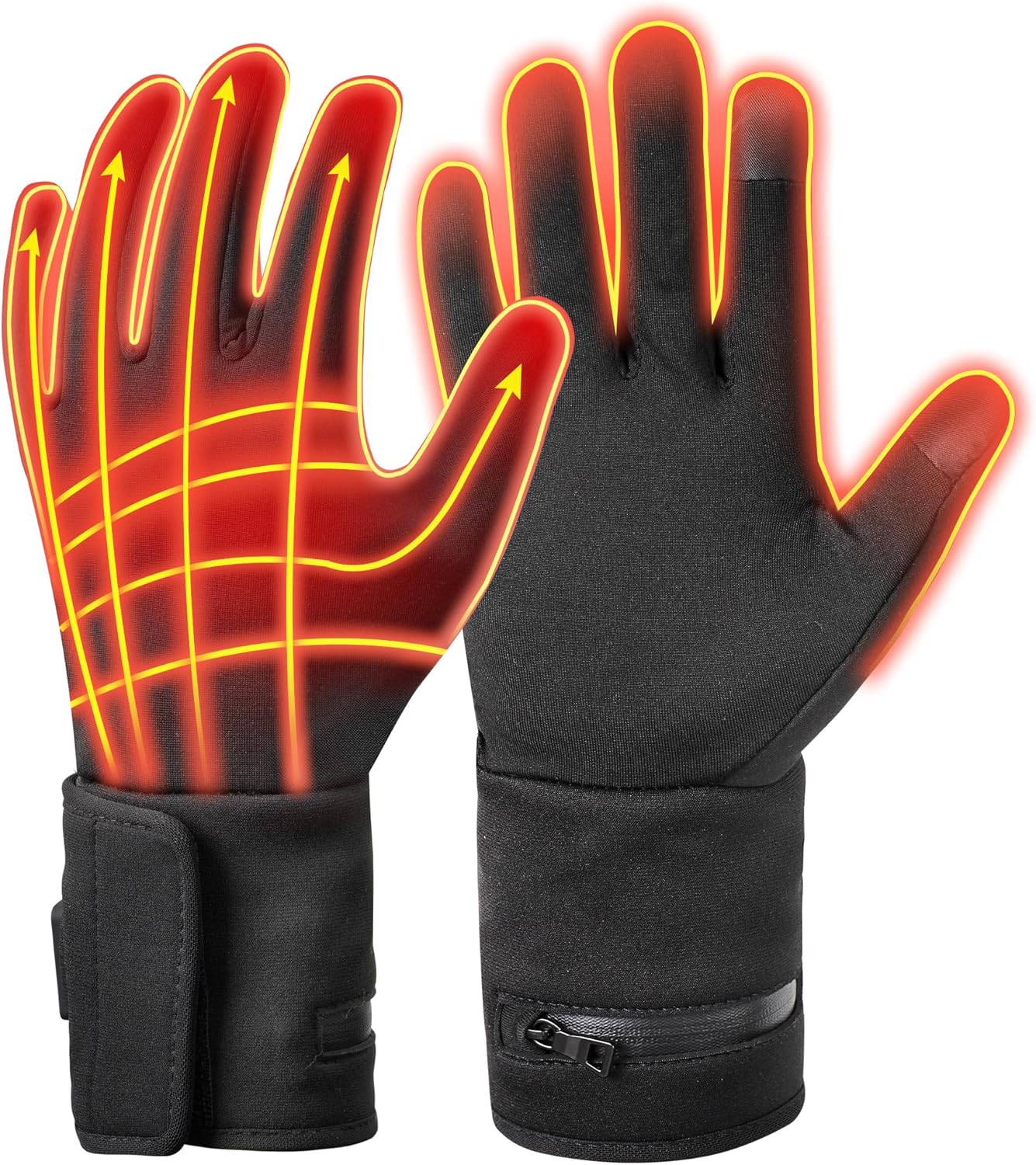 Touchscreen Heated Gloves, Rechargeable Electric Gloves, Unisex Heating Gloves with 2 Batterie for Skiing, Fishing, Camping, Snowboarding