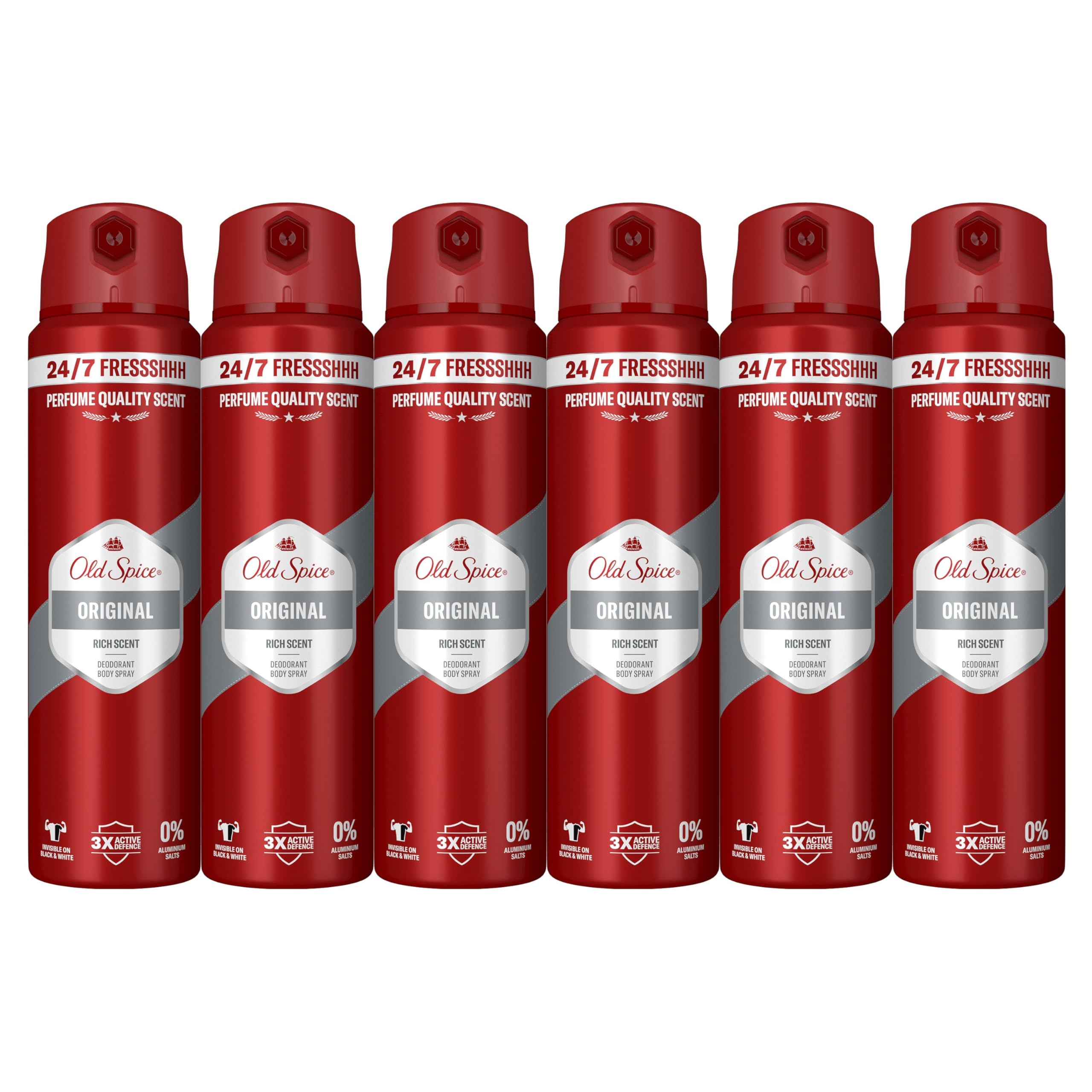 Old Spice Original Desodorante Corporal En Spray Para Hombres 150 ml, Fresco 24 Horas, Todos Los Días Con Uso Diario, Perfume Duradero, Fragancia Excepcional, Protección Contra El Mal Olor