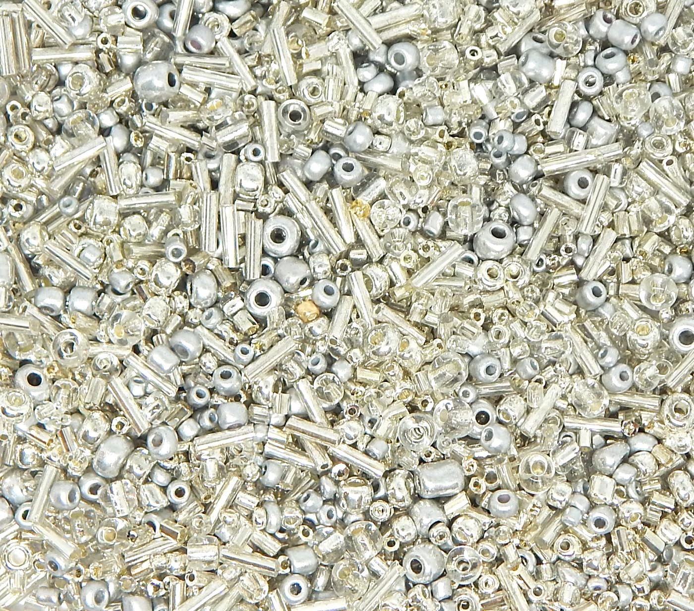 Perlin Seed Beads Glass Indiander Seed Beads Pony Beads 2 mm 3 mm 4 mm Round Mixed Sizes Colour Mix Seed Beads 3000 Pieces (Silver) - Image 2