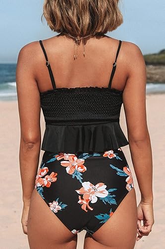 Miniatura 2 de CUPSHE - Traje de baño de dos piezas, de cintura alta y con estampado floral para mujer