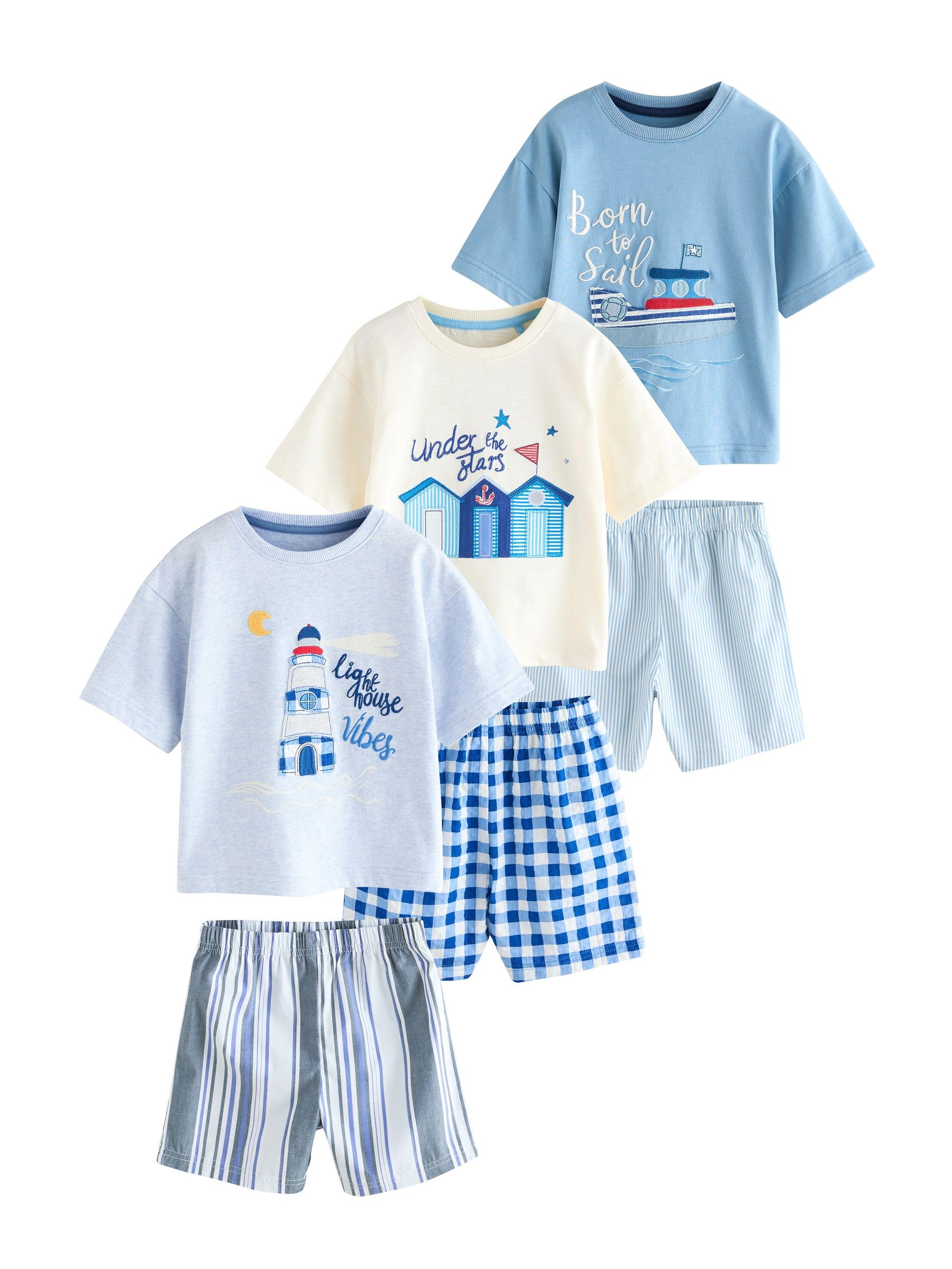 NEXT Jungen Kurze Schlafanzüge aus Webmaterial, 3er-Pack