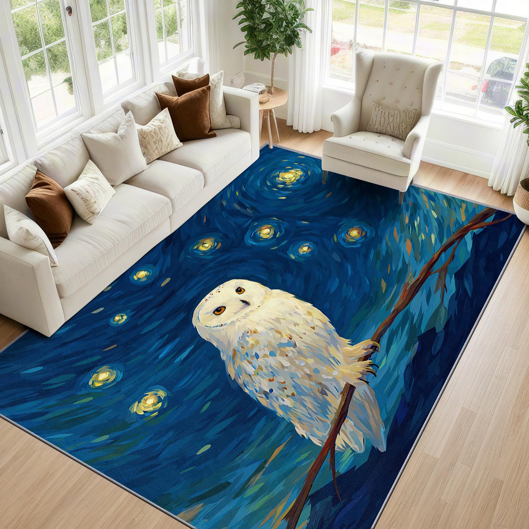 Mistela Schneeeule Teppich 80x150 cm Tiermotiv