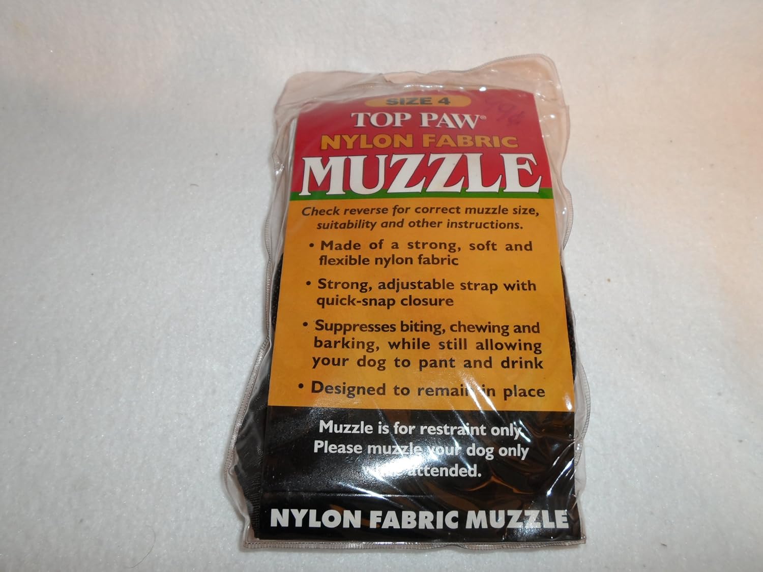 Top Paw. Size 4. Nylon Fabic Dog Muzzle Pet Supplies