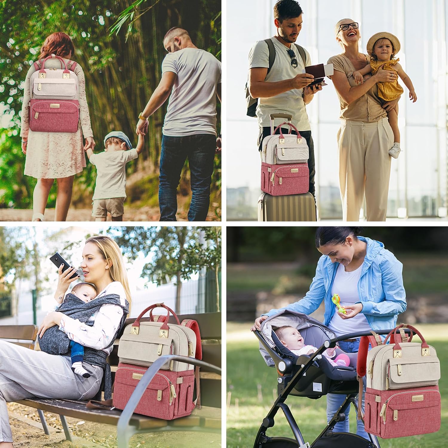 Diaper Bag Backpack, Baby Girl Diaper Bag, Large Diaper Bag Backpack Gift for Girls, Baby Diper Backpack for Travel with Insulated Pockets and Stroller Straps - Image 2