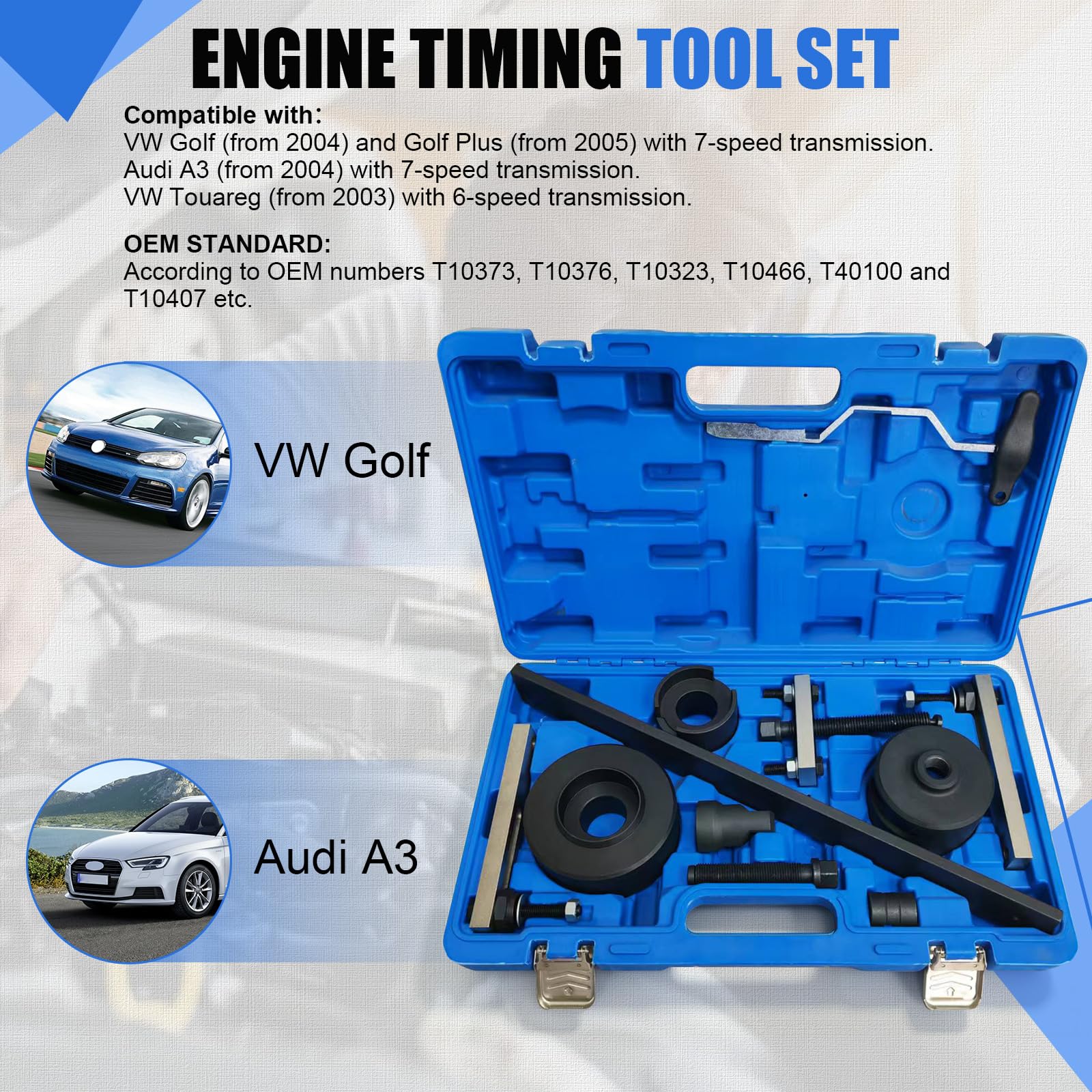 Set di attrezzi per cambio a doppia frizione Compatibile con Audi VAG VW 7 marce DSG, utensili per montaggio e smontaggio della frizione T10323 T10373 T10376 T40100 T10407 T10466