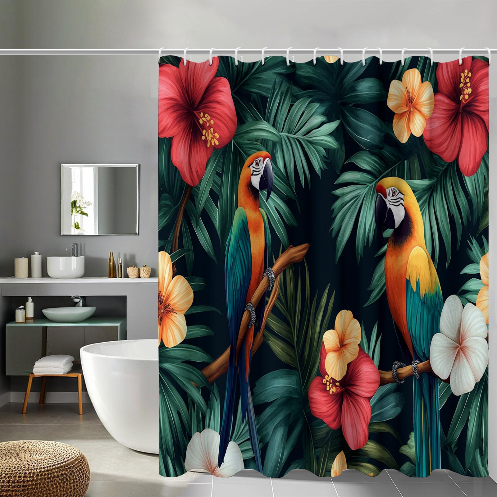 Rideau de douche en polyester de qualité supérieure motif jungle 180x200