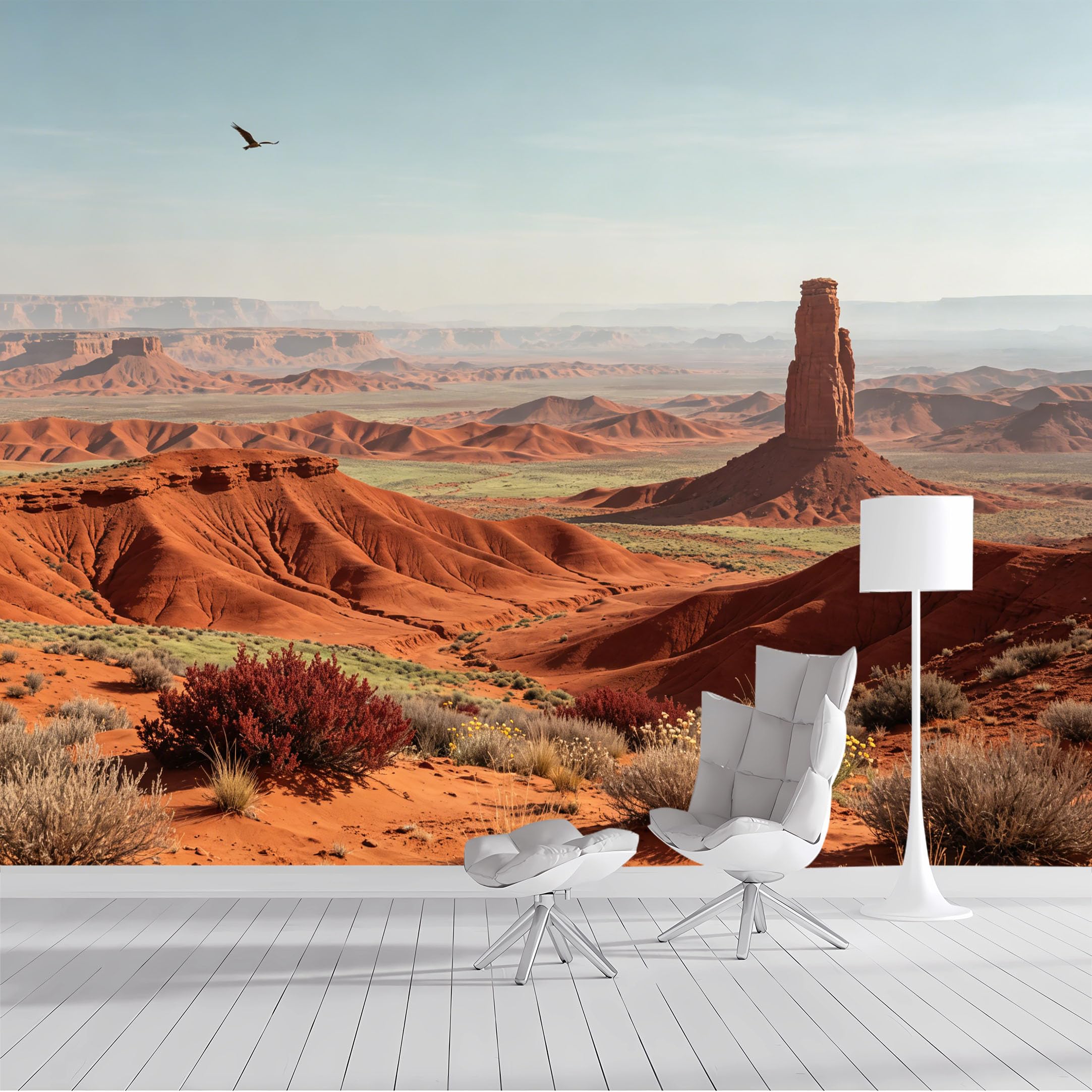 Custom Size Wall Mural Desert Landscape Red Rock Mountain Eagle Sky Panoramic View SelfAdhesive Wall Fabric Removable Peel and Stick Wallpaper Wall Decor for Living Room Bedroom Bathroom