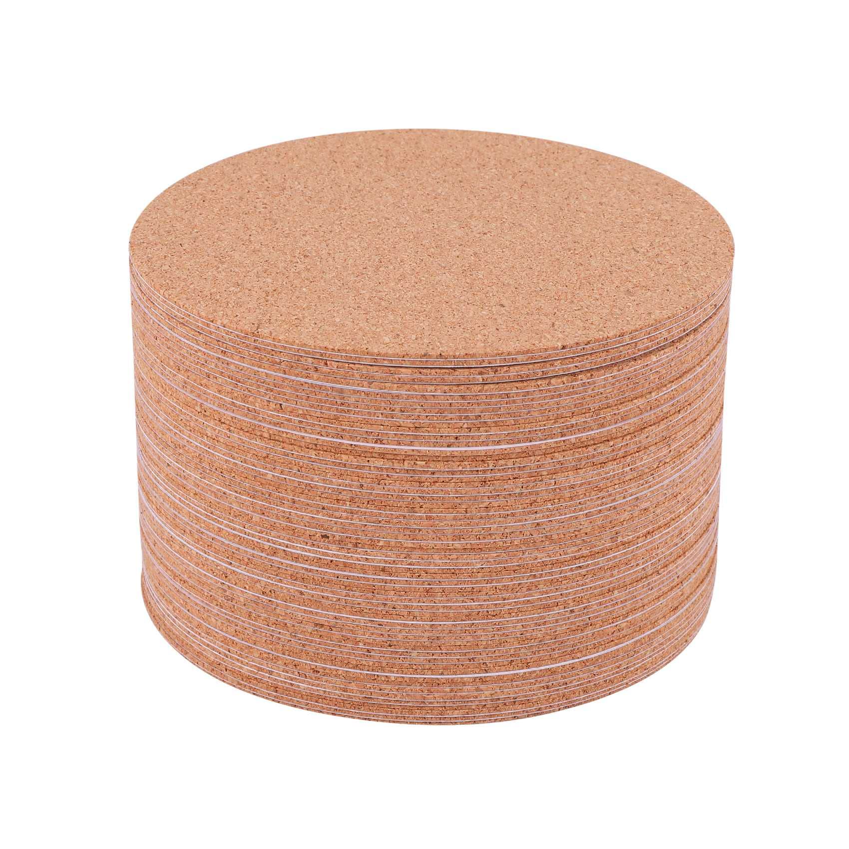 Yoiimiya Self-Adhesive Cork Coasters - Cork Mats Backing Sheets for Coasters and Supplies (60 Pcs, Round)