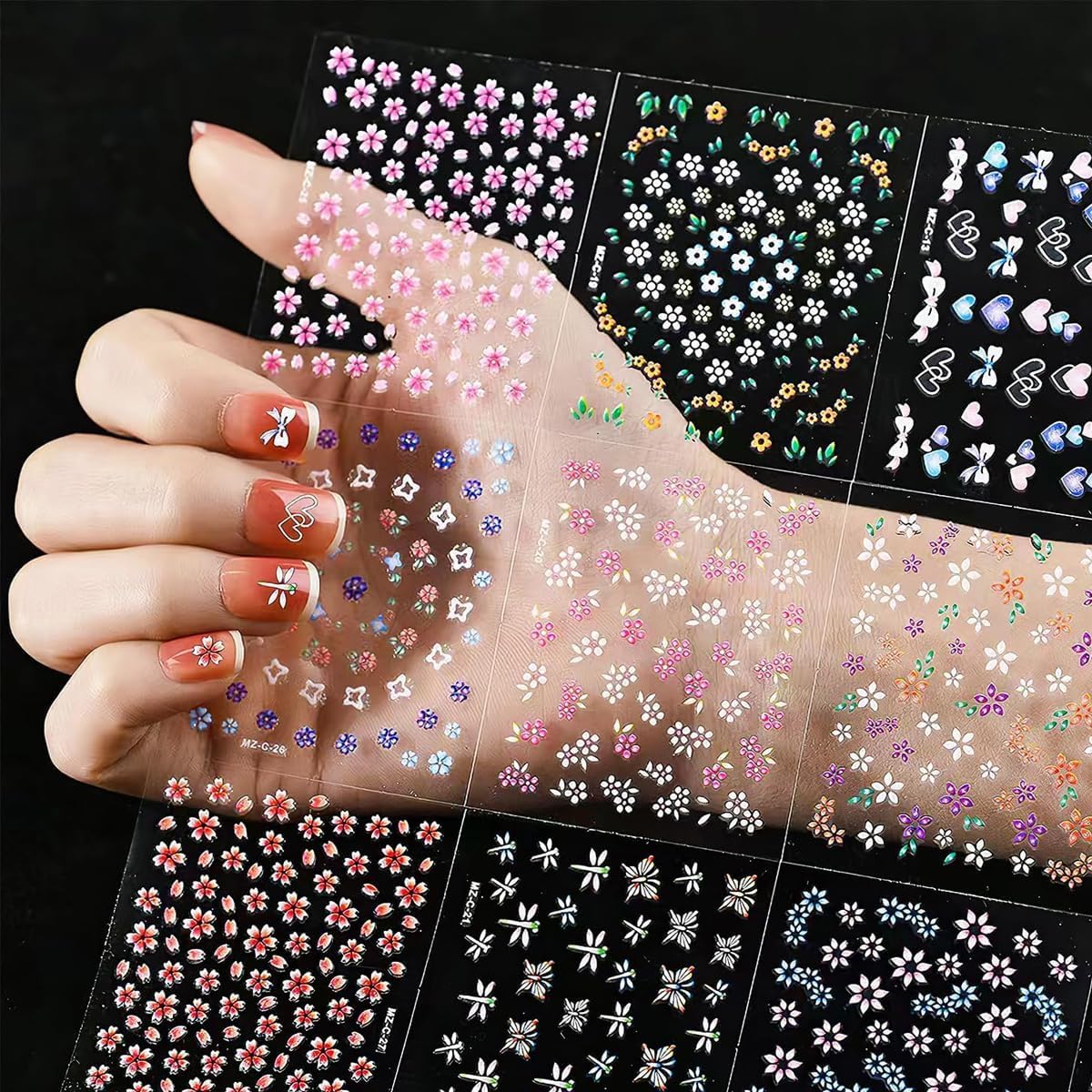 Nail Art Stickers 3D Self Adhesive Decals, 30 Sheets Multicolor Cute Floral Designs for Women, Easy Nail Decoration Accessories for Manicure & DIY Nail Design-picture-27