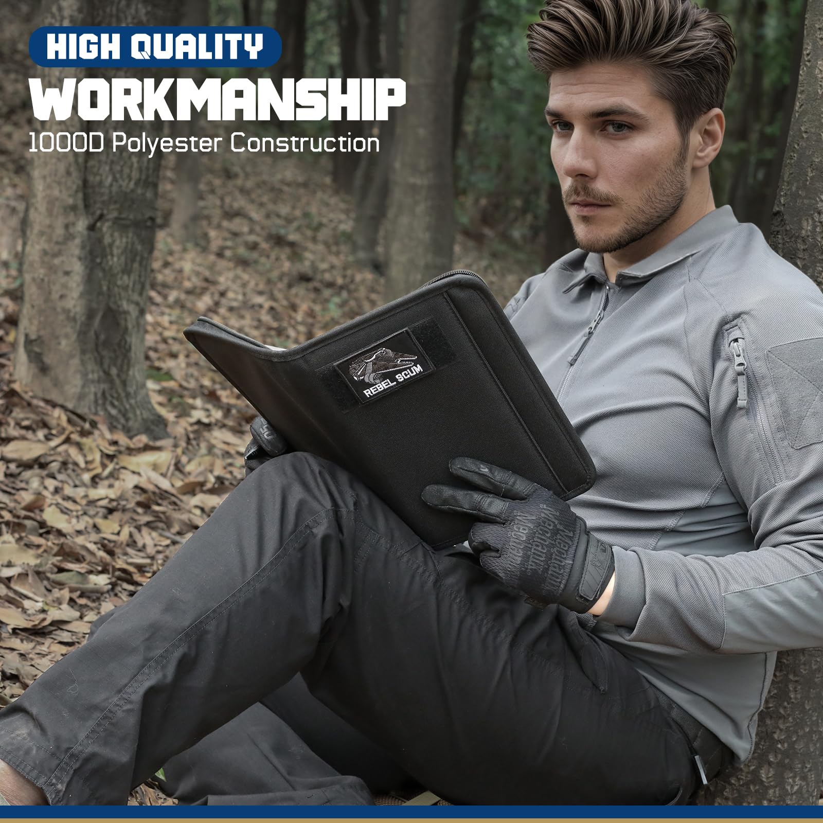 WYNEX Cuaderno TáCtico Padfolio Con 80 Hojas, Cuaderno Militar Militar, Carpeta TáCtica Con Cremallera Para Equipo TáCtico Y Organizador, Recargable, A5, 6 Anillas