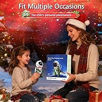 Vista 7 de Galaxy Star Projection Night Light, Dinosaur Astronaut Space Projector with Timer, Remote Control, 8 Lighting Modes, Green Nebula Effects for Kids