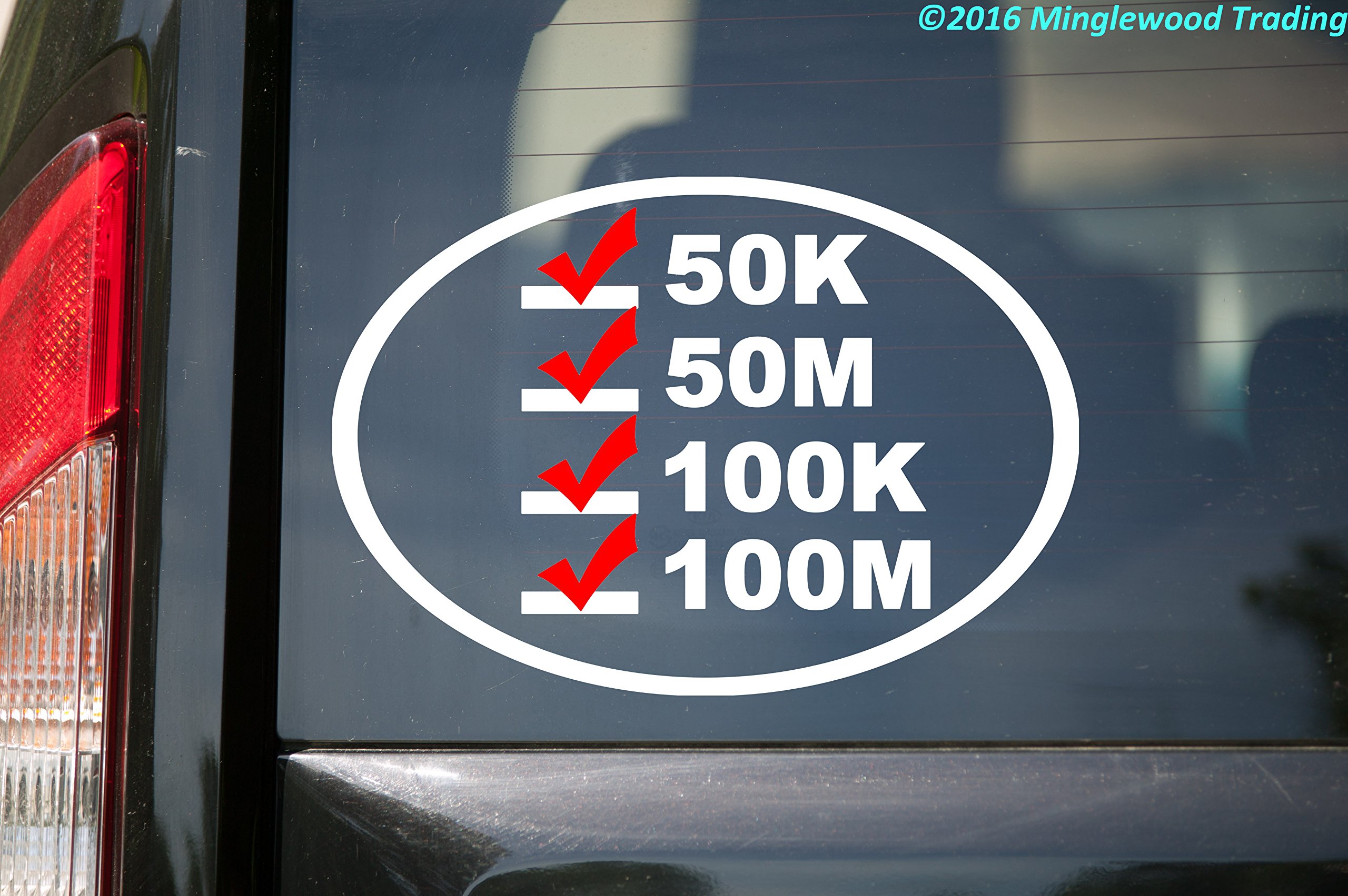 Ultra Runner's List 6.5" x 4.5" Vinyl Decal Sticker | 50K 50M 100K 100M Ultramarathon Trail Running | White w/Red Checkmarks