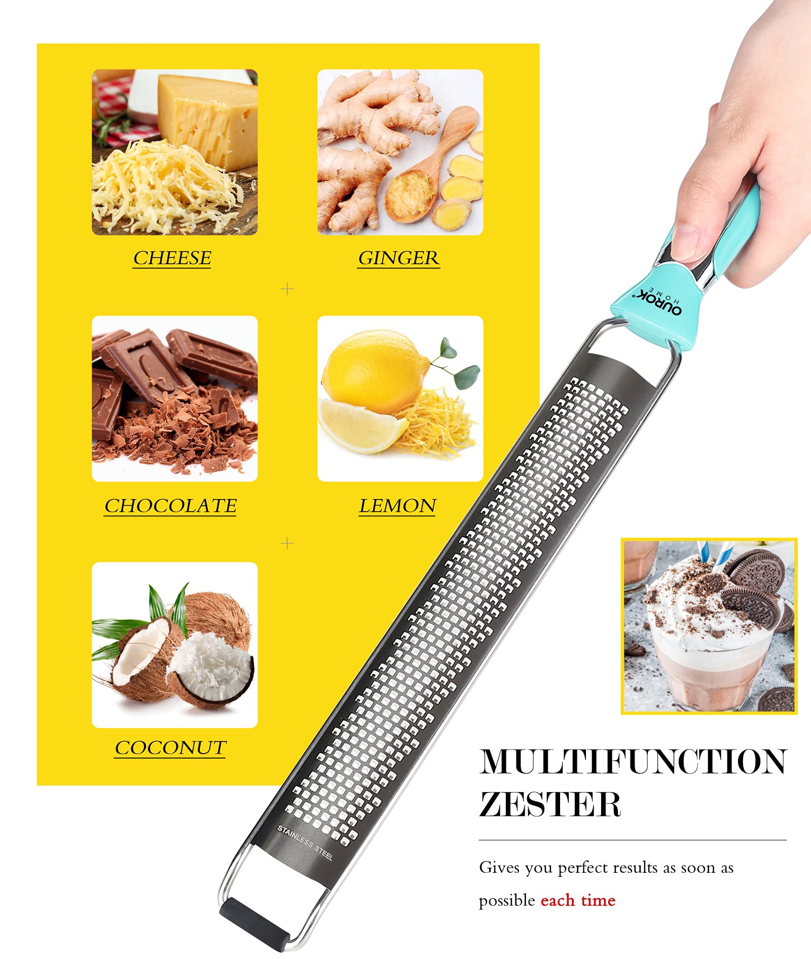 Lemon Zester & Cheese Grater - Stainless Steel -3