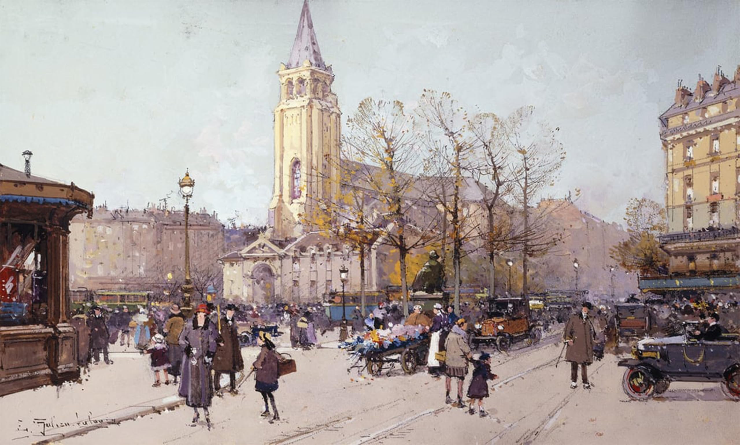 SERENDIPITP Aesthetic Poster Photo Wall Print Retro Picture St Germaine De Pres by Eugene Galien Laloue Modern Wall Artwork for Home Decor 60x90cm