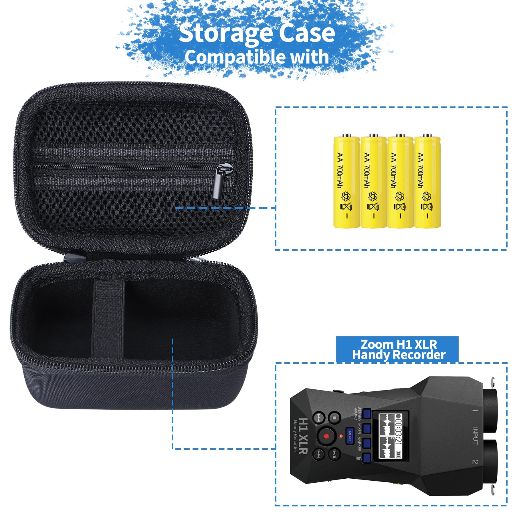 Lebakort Duro Caja Estuche Funda para Zoom H1 XLR Grabadora práctica