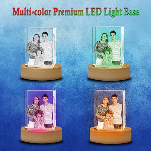 Miniatura 3 de Foto de cristal 3D personalizada, marco de fotos de vidrio grabado con láser, gran aniversario, cumpleaños, Navidad, regalos conmemorativos para