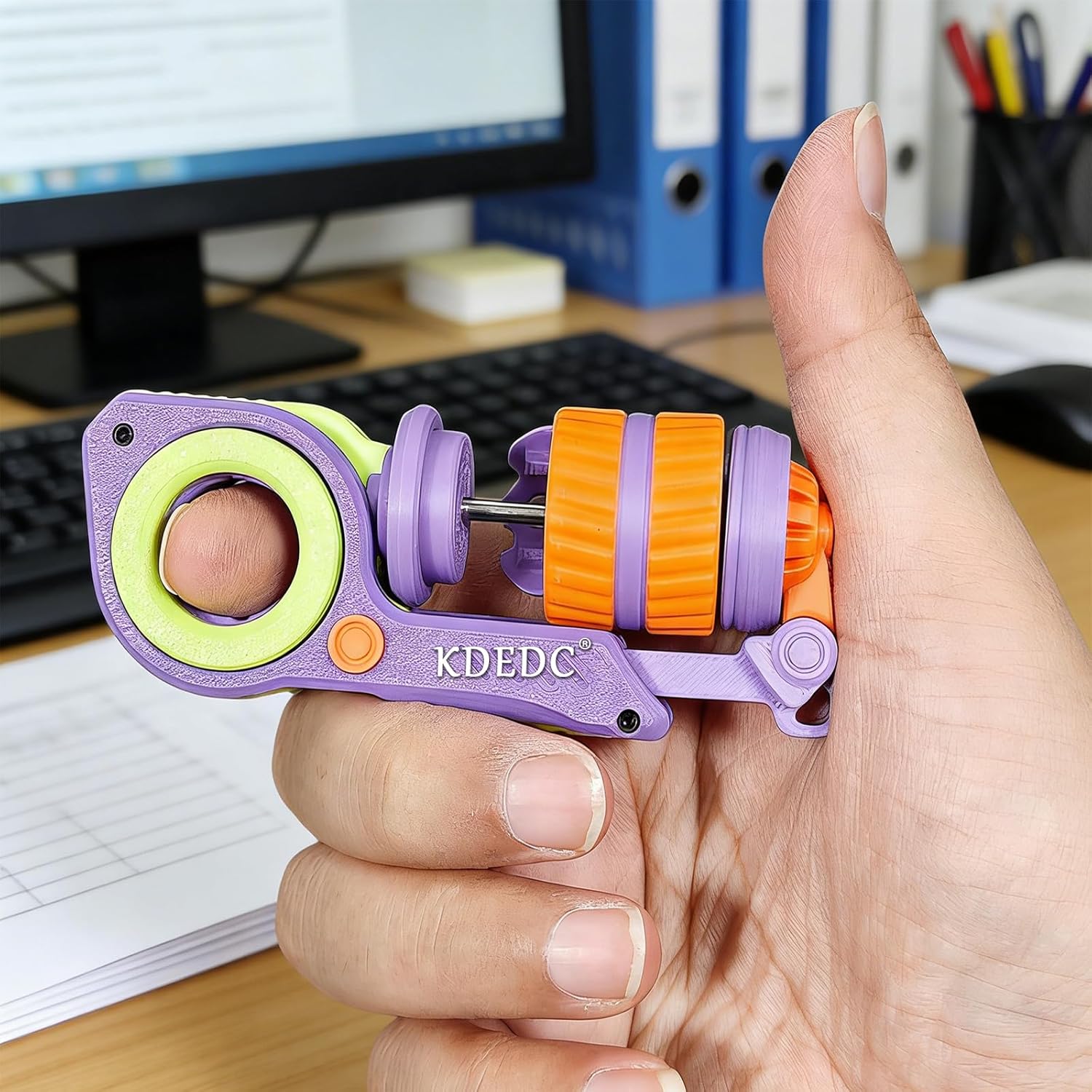 Sinian Fidget Toy for Adults, 3D Printed EDC Fidget Slider with Ratchet Ring & Vibrating Spinner, Executive Desk Toy for Office Workers Stress Relief, Unique Gadgets for Men (EVA-01)