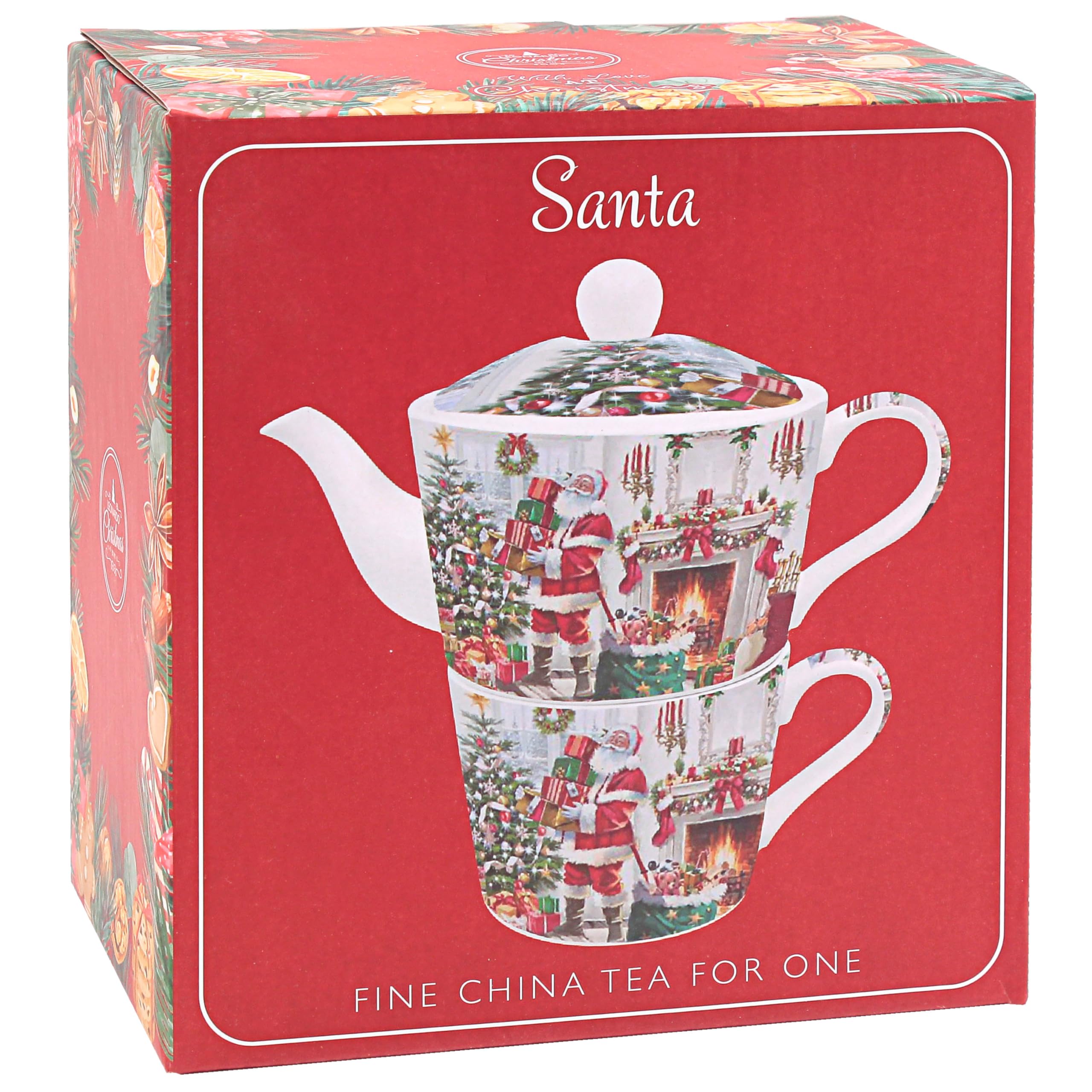 The Leonardo Collection Santa Tea for One Set for Kitchen | Lovely Kitchen Accessories for Home | Without Strainer Tea Pot for Daily Use | Durable for Home & Office