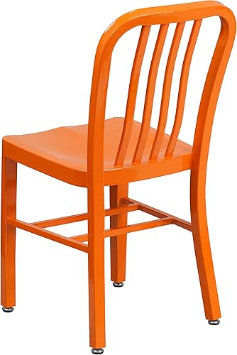 Miniatura 5 de Flash Furniture Gael - Juego de 2 sillas de metal naranja para interiores y exteriores de grado comercial Naranja,Oro negro