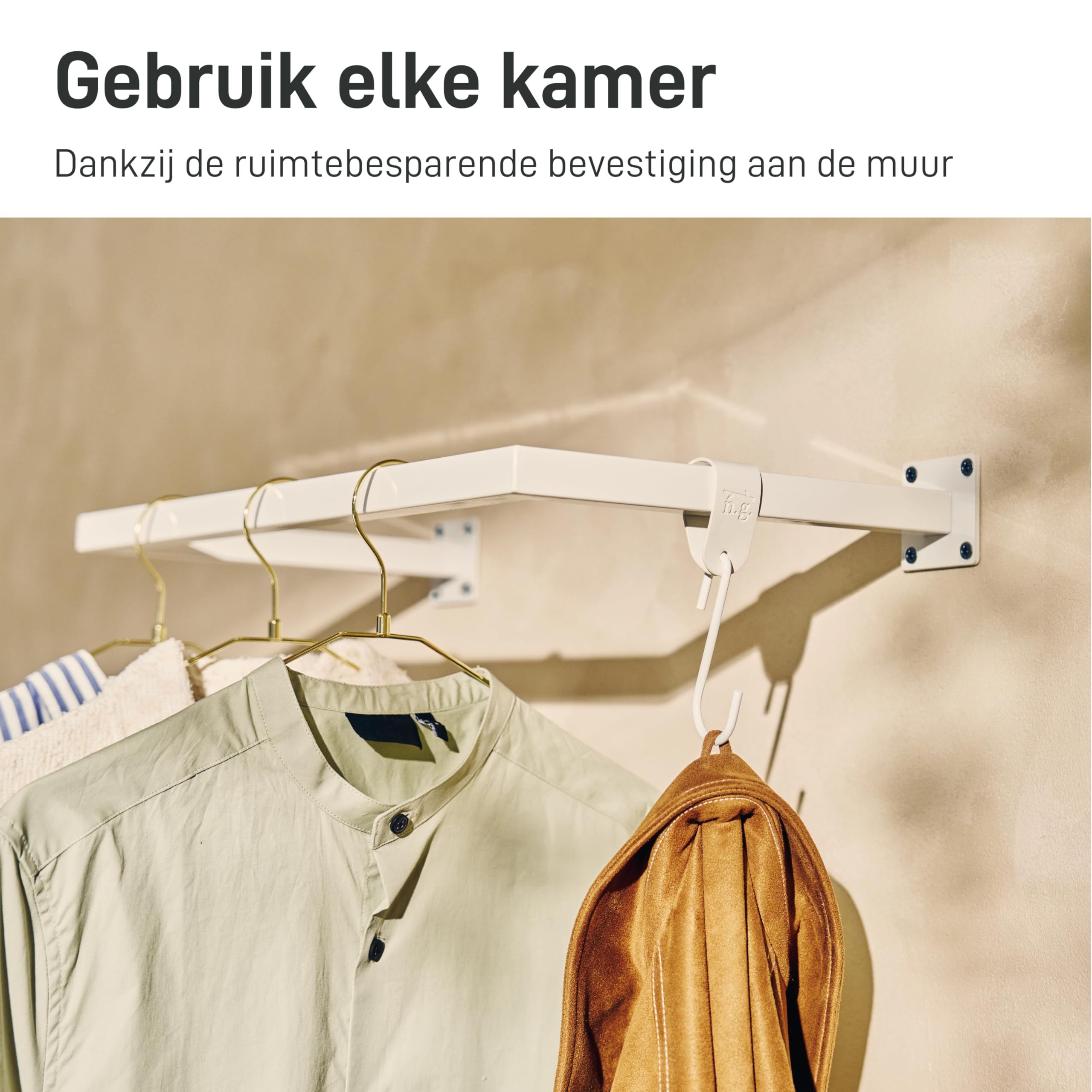 Natural Goods Berlin 1 x kledingstang, rechthoekig, eenvoudige wandmontage, garderobe-stang, industriële stijl, kledingstangen van metaal in zwart, doe -het-zelf garderobesysteem, wandgarderobe, 180 x