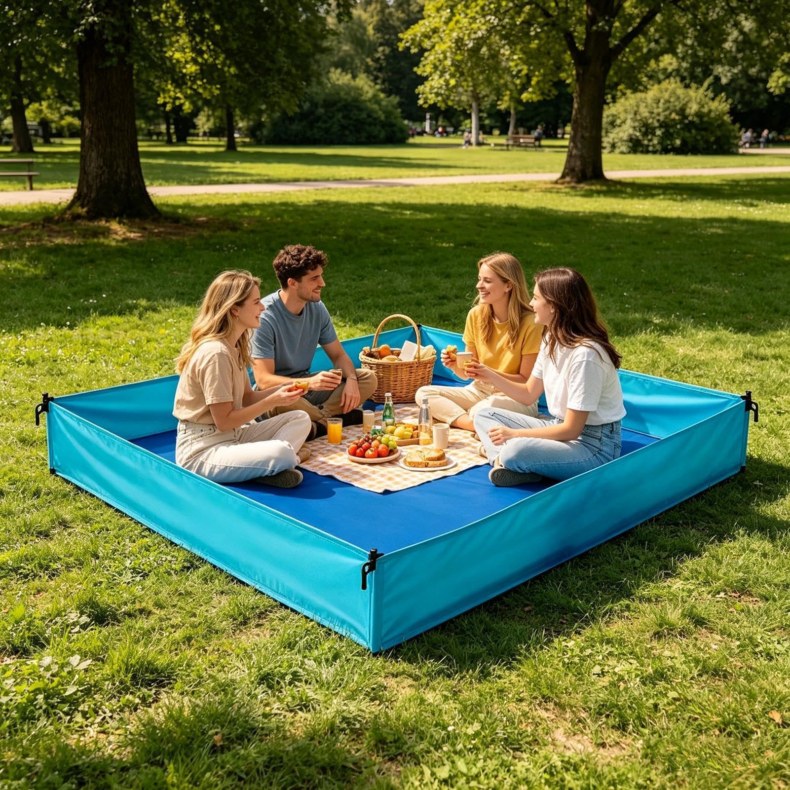 Duży plażowy 185x145x25 cm Składany Wiatroszczelny
