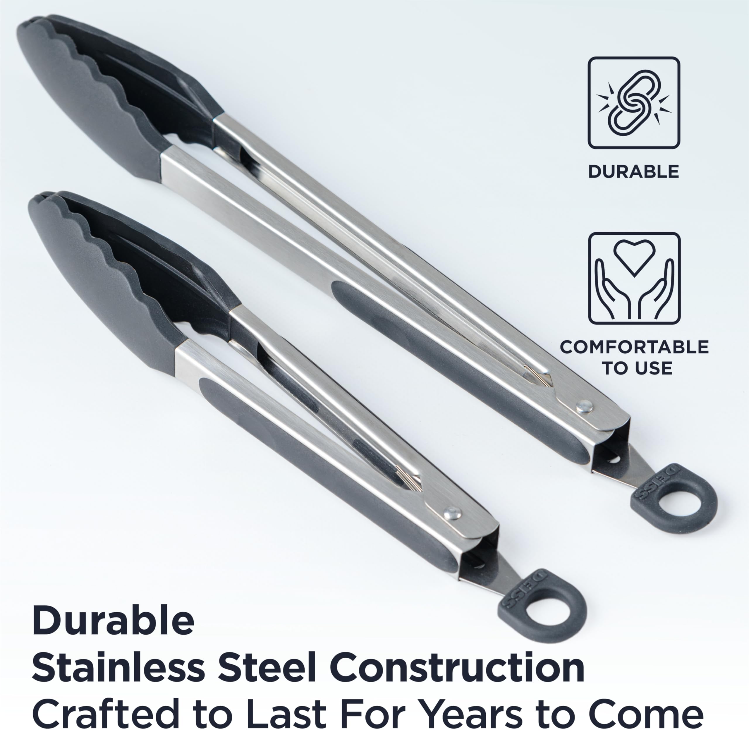 PRO Pinzas de cocina con puntas de silicona, pinzas de cocina para cocinar, barbacoa, freidora de aire, pinzas de silicona resistentes al calor, pinzas de silicona para utensilios de cocina 7