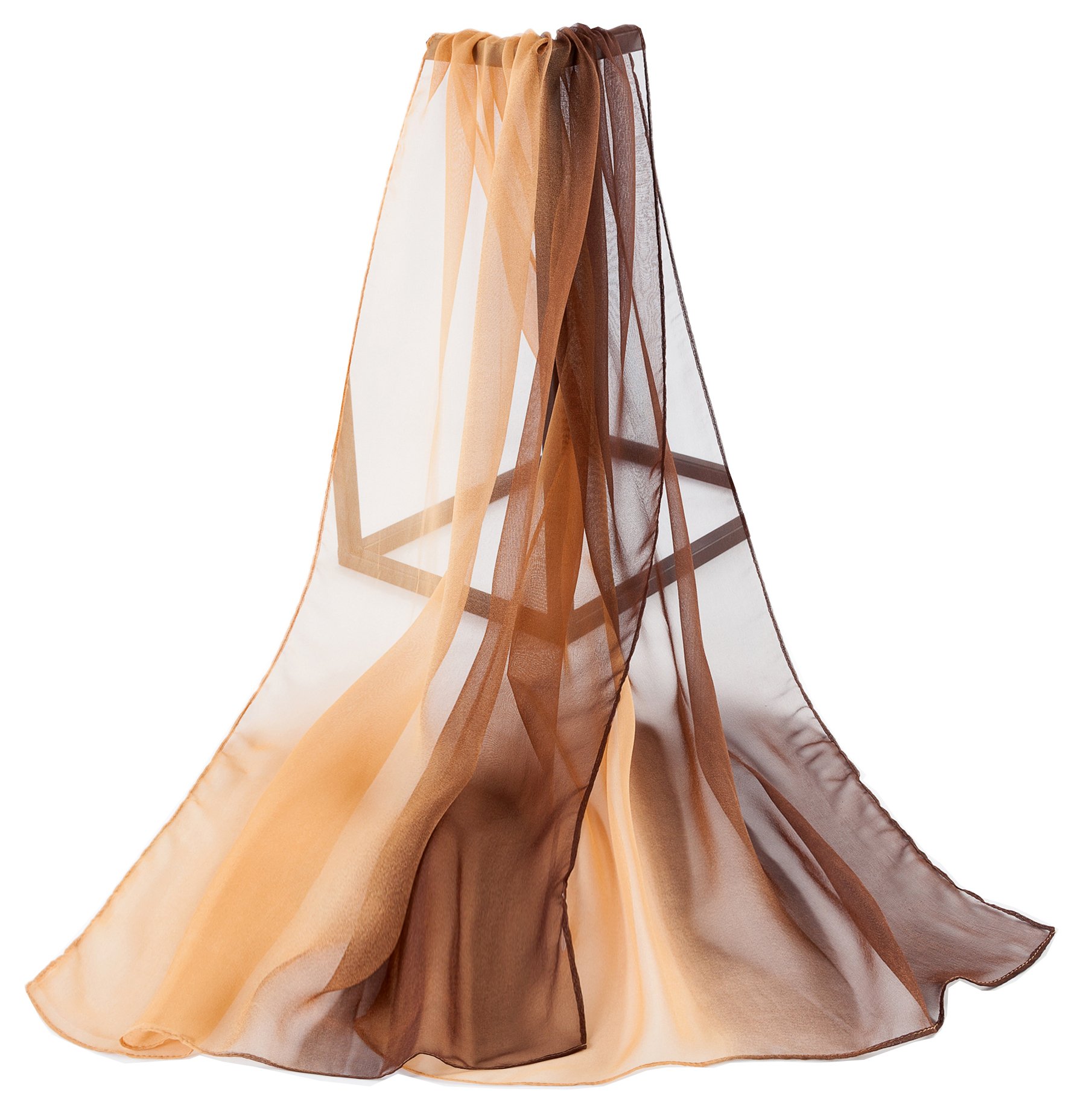 Multicolour Chiffon Silk Style Scarf Shawl (Sand Brown)