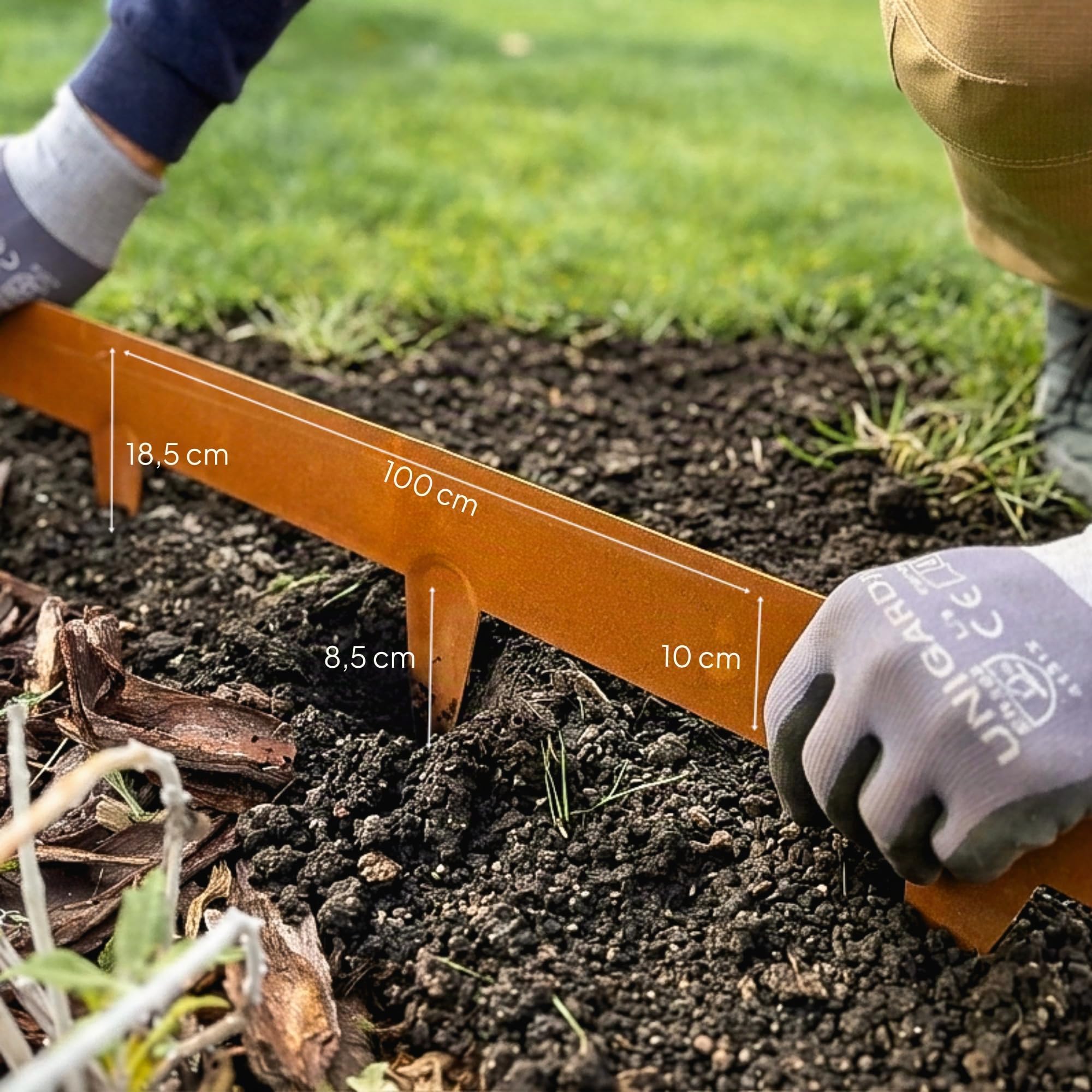 UNIGARDIA Bordura Corten per Giardino in Metallo per Prato 5 m - Bordatura Aiuole Giardino Alta 185 mm - Bordure per Aiuole Flessibile, Corten