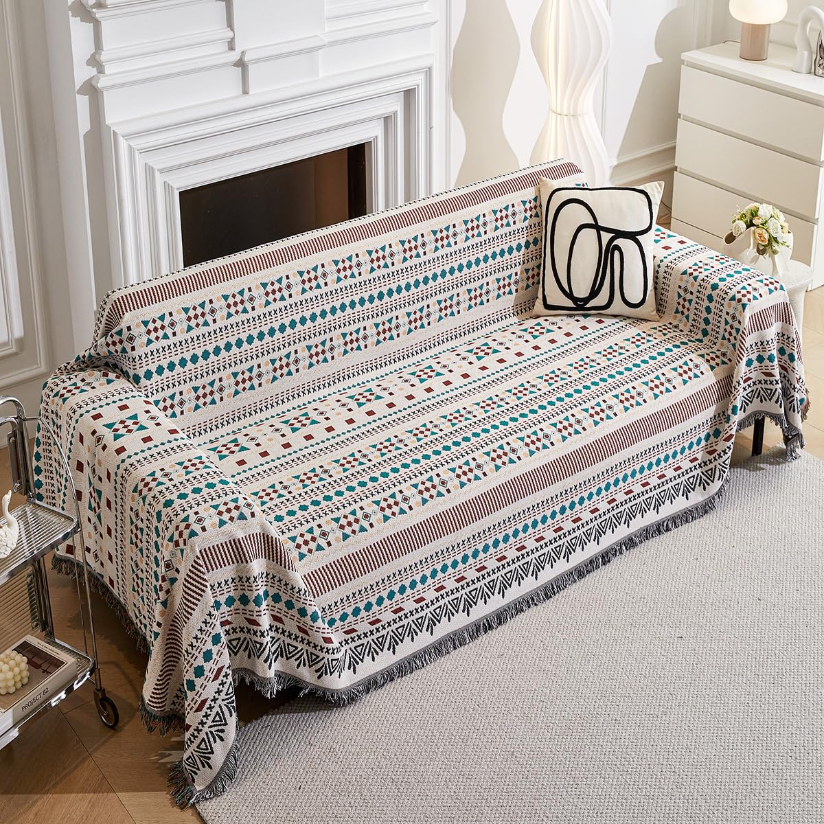 AIVIA Couch Cover Sheet Blanket, Oversized Covers for 3-4 Cushion High Backrest Sofa, Extra Large Furniture Decoration Slipcovers, L Shape U-Shaped Sectional Protector for Cats Dogs Washable