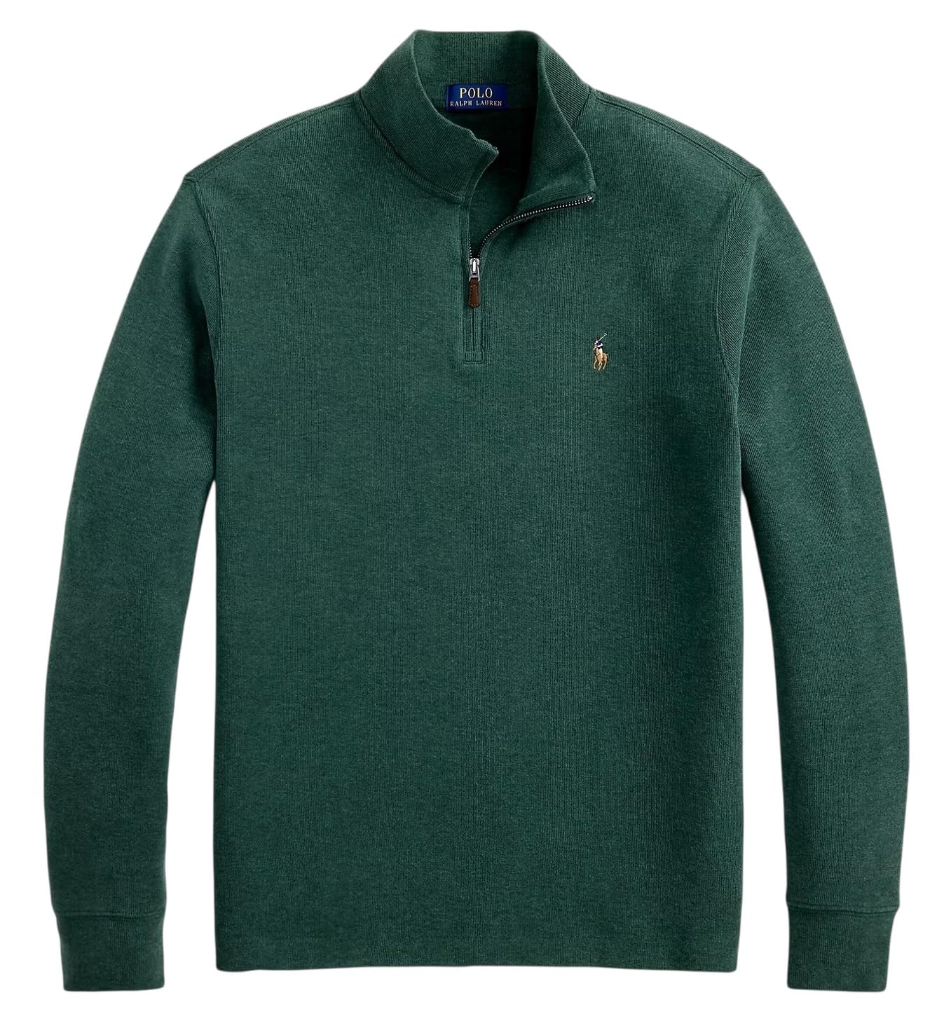 Polo Ralph Lauren Men's Scotch Pine Heather Estate Rib Quarter Zip Jumper (Uk, Alpha, Xl, Regular, Regular, )