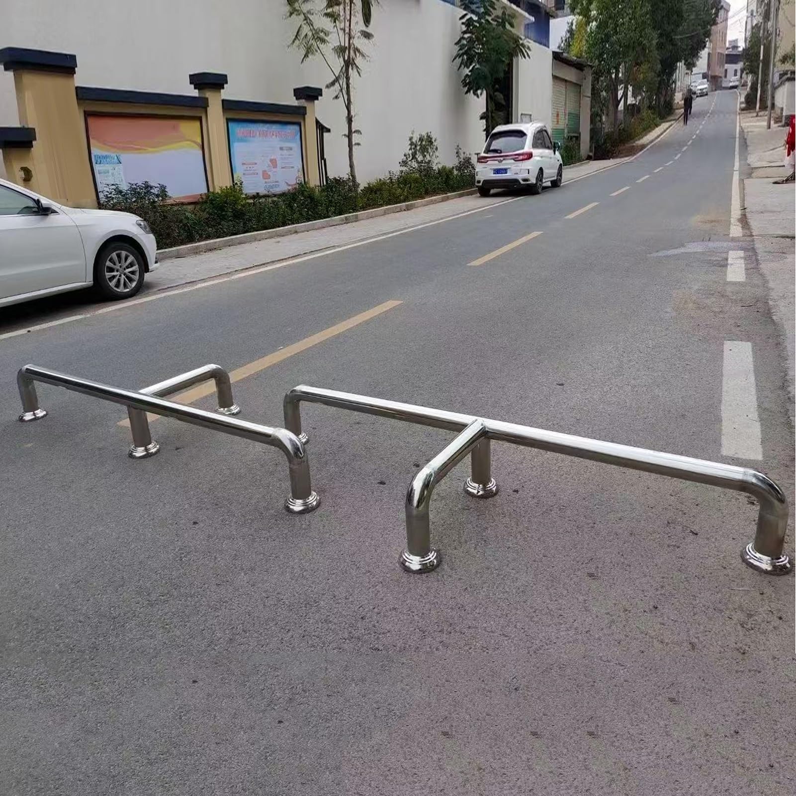 Blocco per vialetto in acciaio inox per parcheggio, barra di protezione a forma di T, divisorio per corridoio