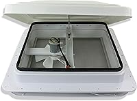 Vista 3 de 14" RV trailer Roof vent complete 12 volt FAN w/white lid and interior garnish