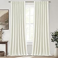 Vista 60 de Cortinas opacas térmicas 100% de 84 pulgadas de longitud, juego de 2 paneles para dormitorio, cortinas de ventana de lino con pinzas plegadas