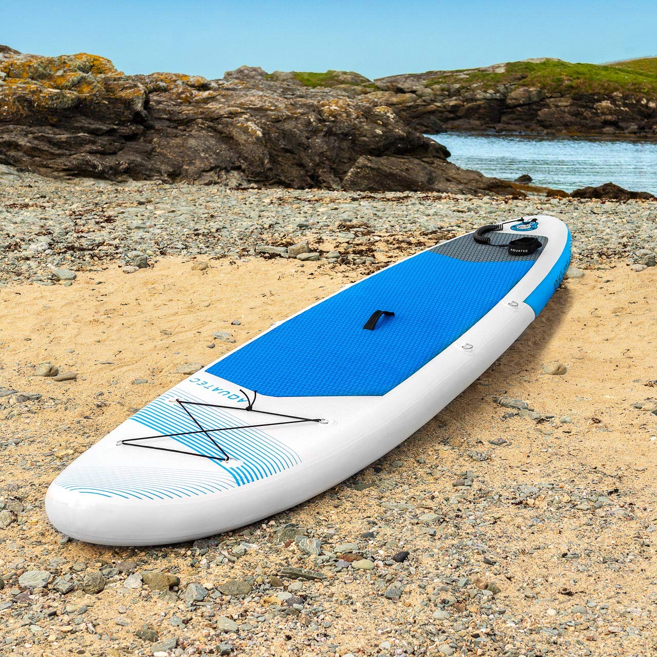 AQUATEC Planche Gonflable Stand Up Paddle | Board Sup 320cm ou 350cm avec Pagaie Réglable, Sac à Dos PVC & Pompe Double Action