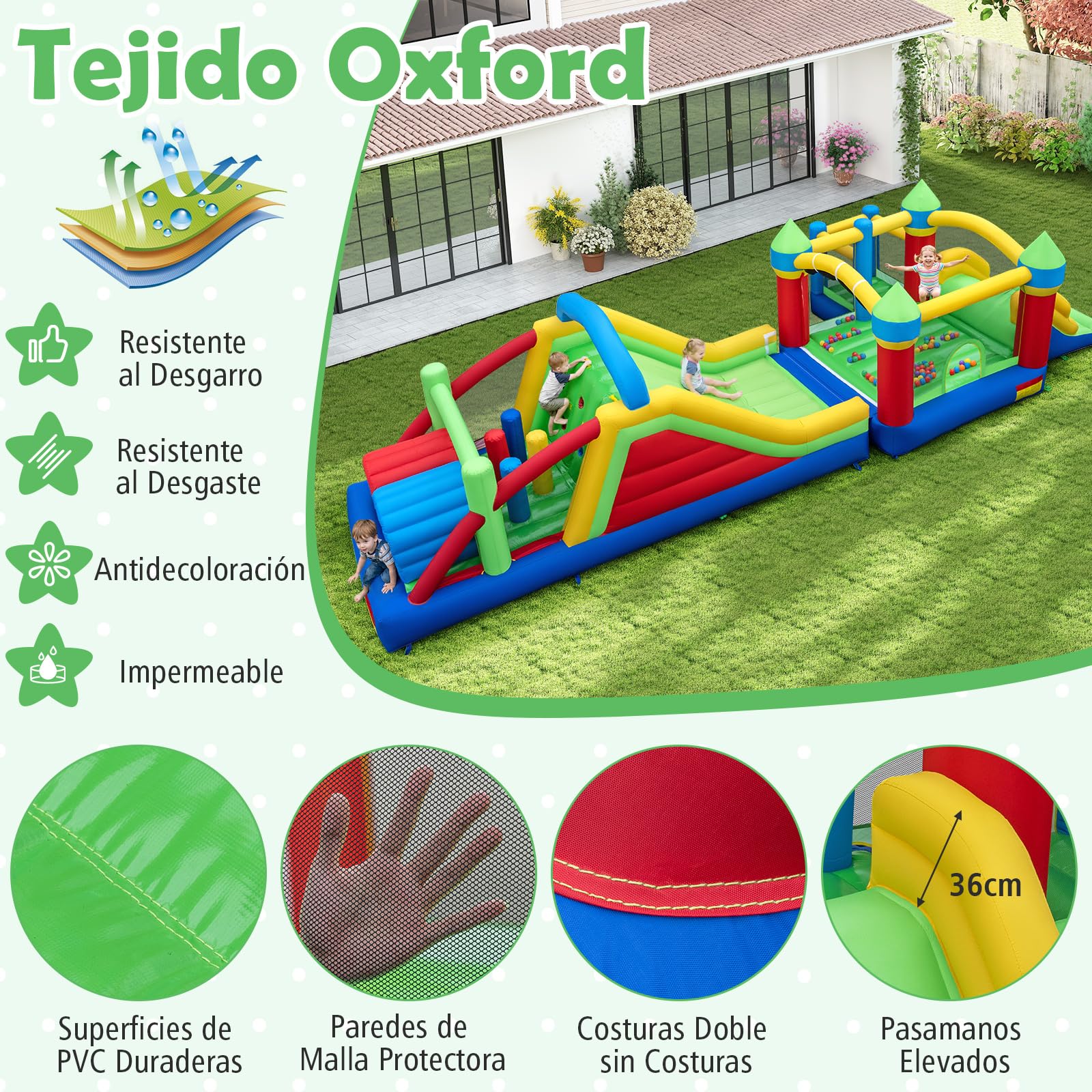 COSTWAY 6 en 1 Castillo Inflable con Toboganes Dobles y Casa de Salto para Niños