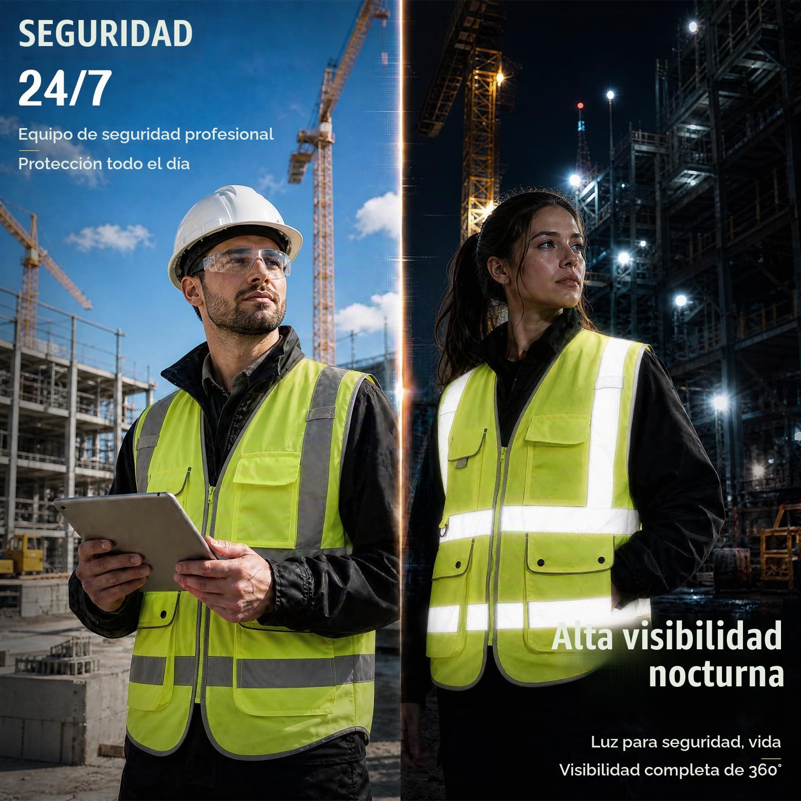 XIAKE rv1205228 chaleco de Seguridad reflectante de alta visibilidad con 8 bolsillos