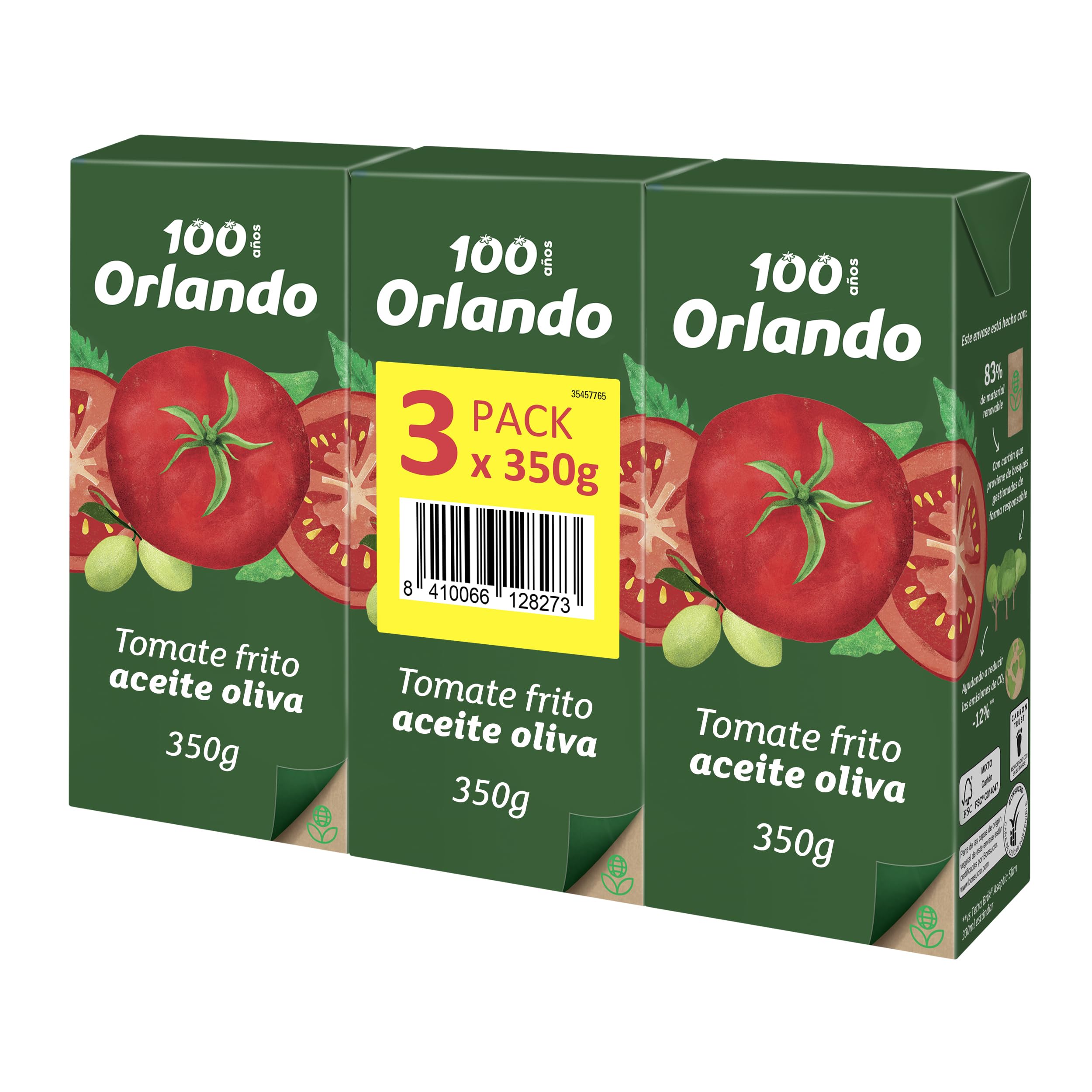 Orlando Tomate Frito Aceite de Oliva Virgen Extra Brik Pack 3 x 350g