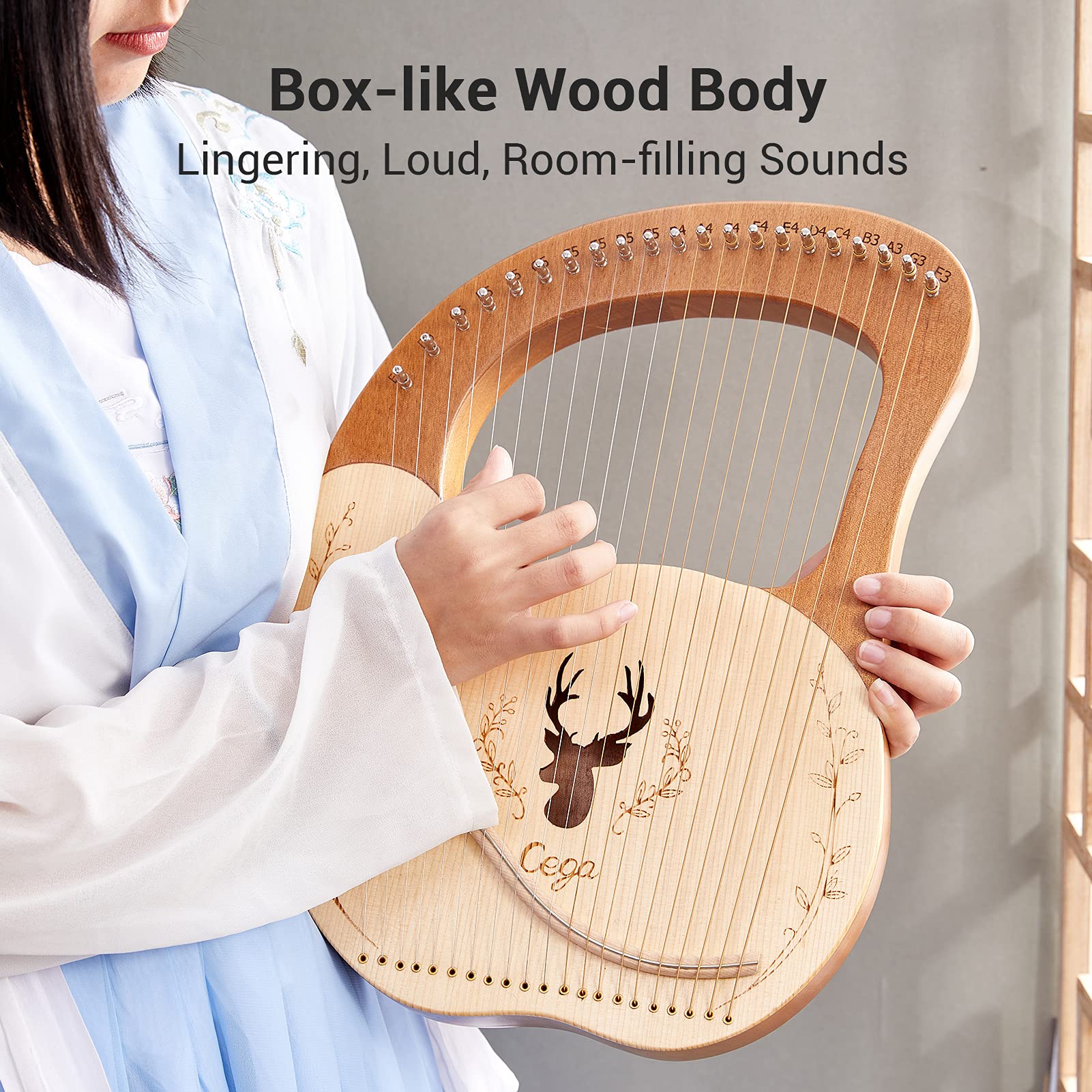 Lyre Harpe Box 21 cordes métalliques épicéa Topboard Acajou Instrument à cordes avec clé d'accordage