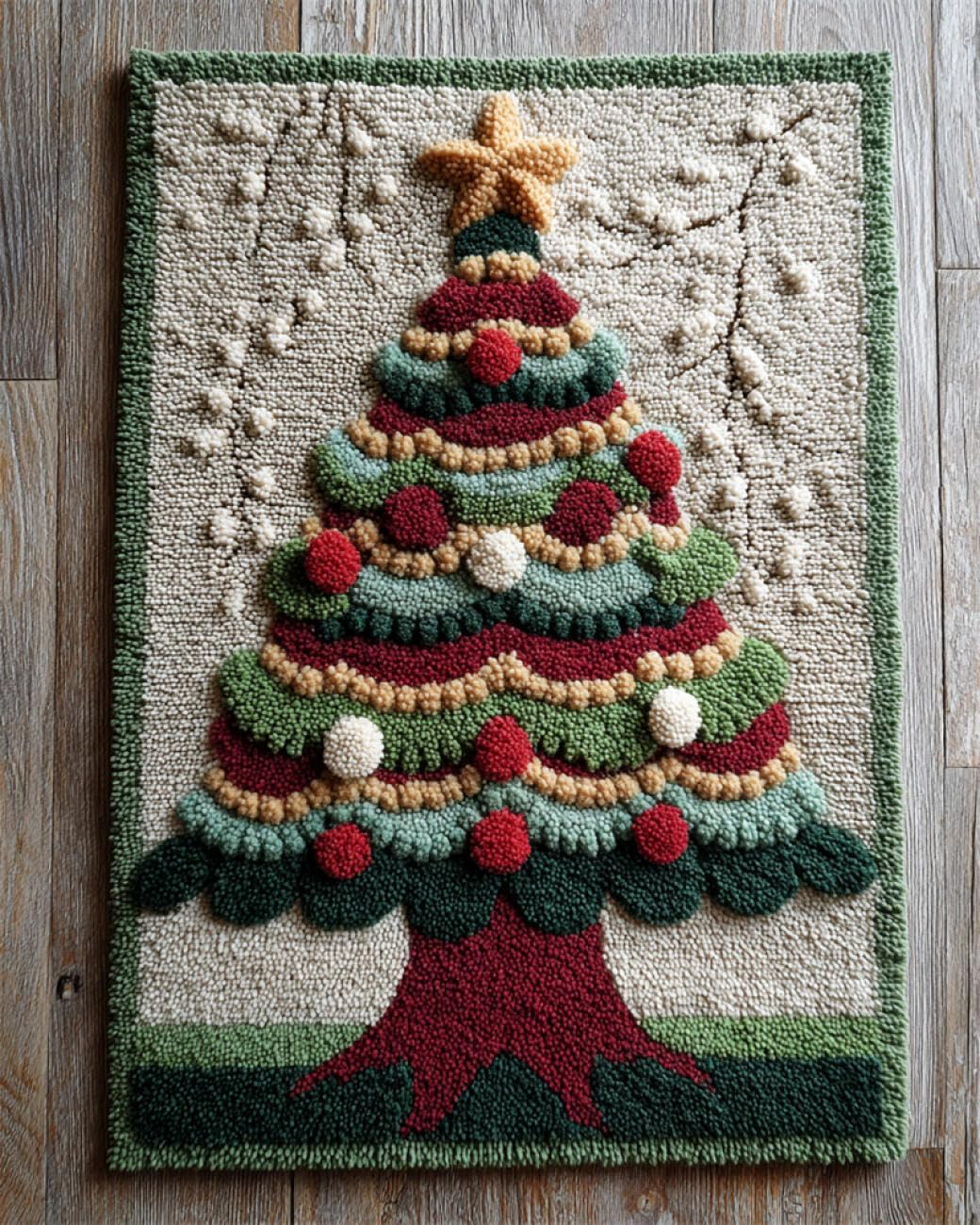 AxiangziK DIY Latch Hook Rug Kits Cartoon Christmas Tree DIY Latch Hook Rug Set,Carpet Making Kit，Cross Stitch Embroidery Kits Needlework Crafts 23x35in
