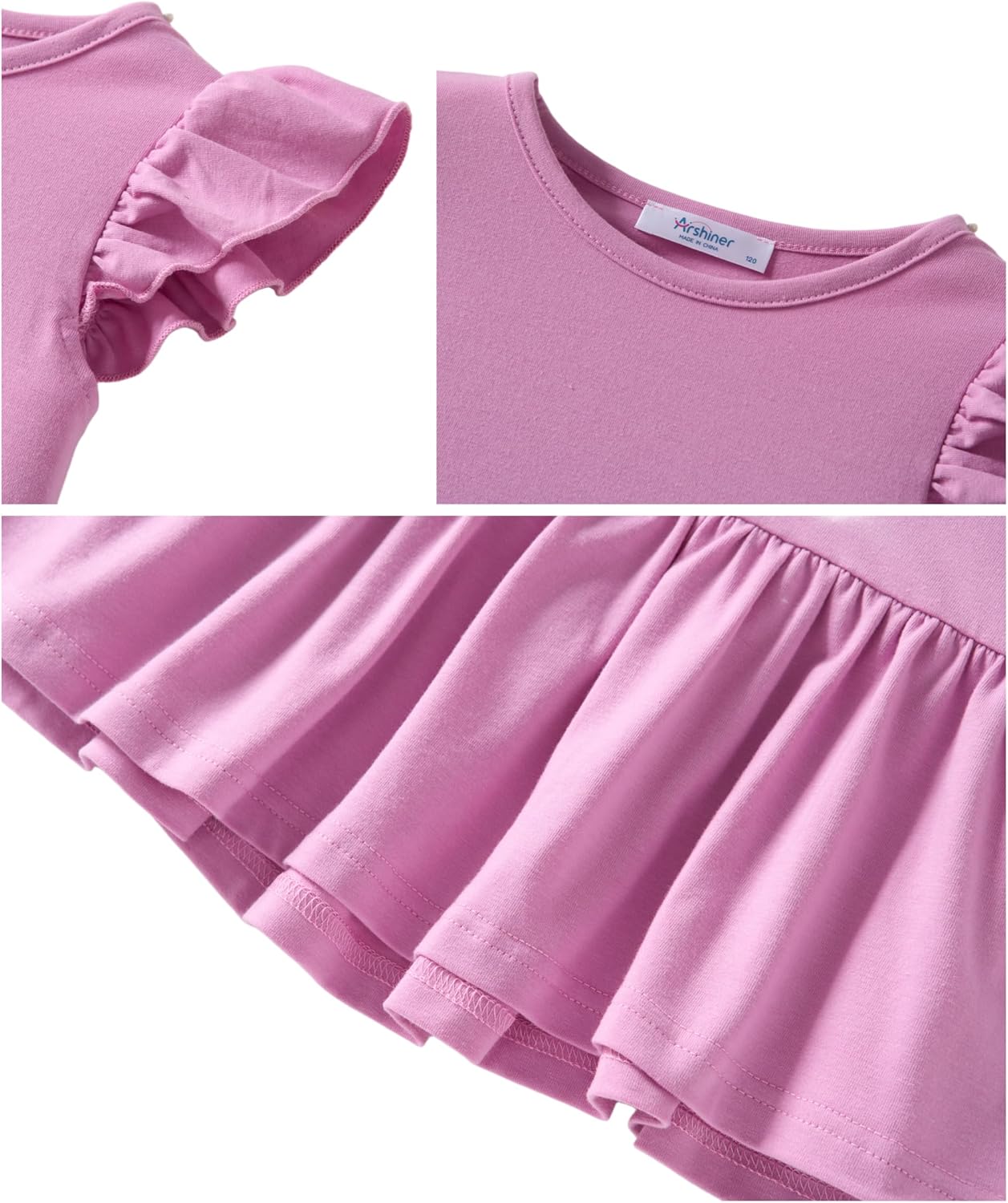 Arshiner Girls 2 Piece Outfit Ruffle Sleeve Peplum Top And Biker Shorts Lightweight Breathable Summer Clothing Set - Image 8