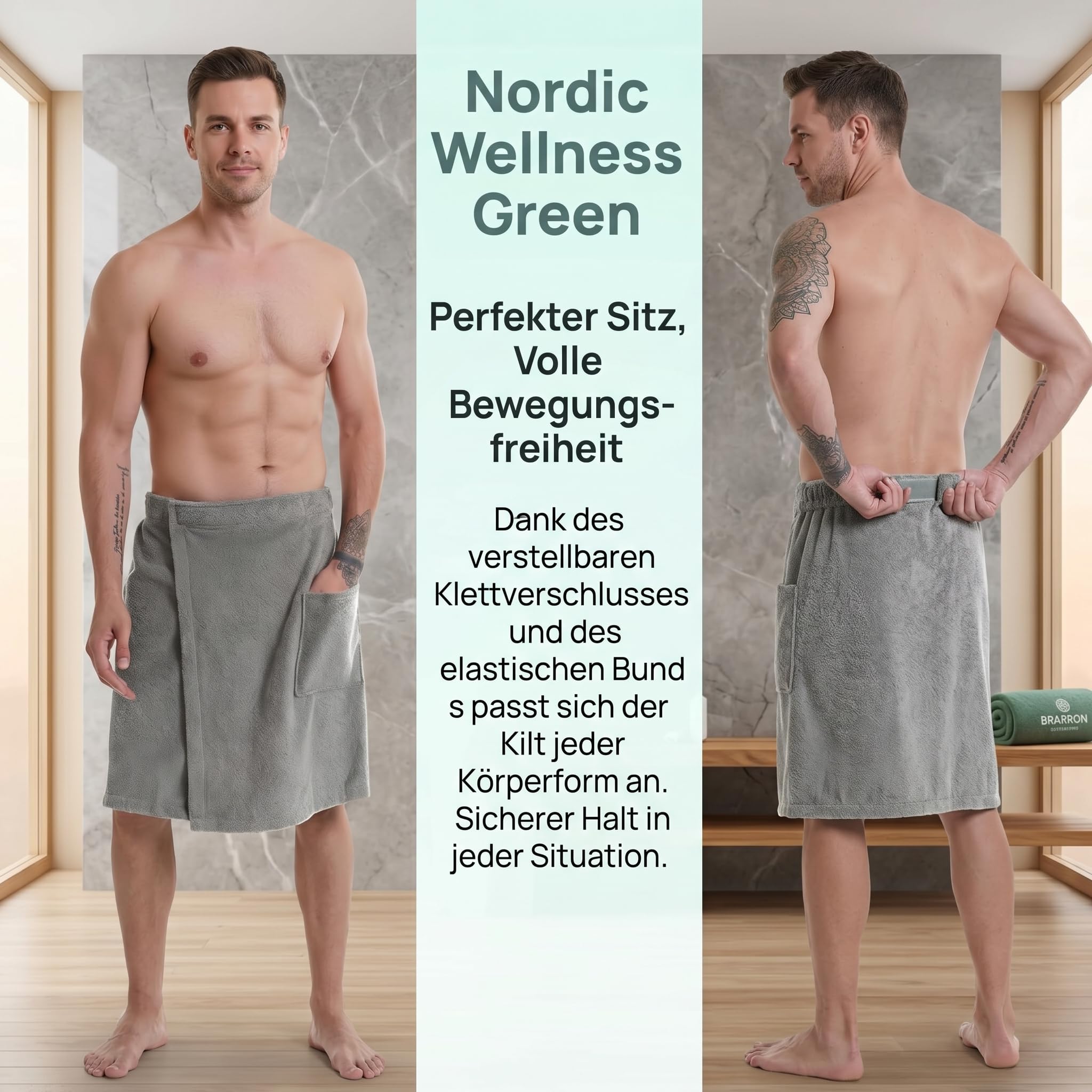 Męski kilt do sauny, 60 × 150 cm, szybkoschnący ręcznik do sauny (XL szary) | Kilt do sauny męski z zapięciem na rzepy z flaneli koralowej do sauny siłowni prysznic plaża basen