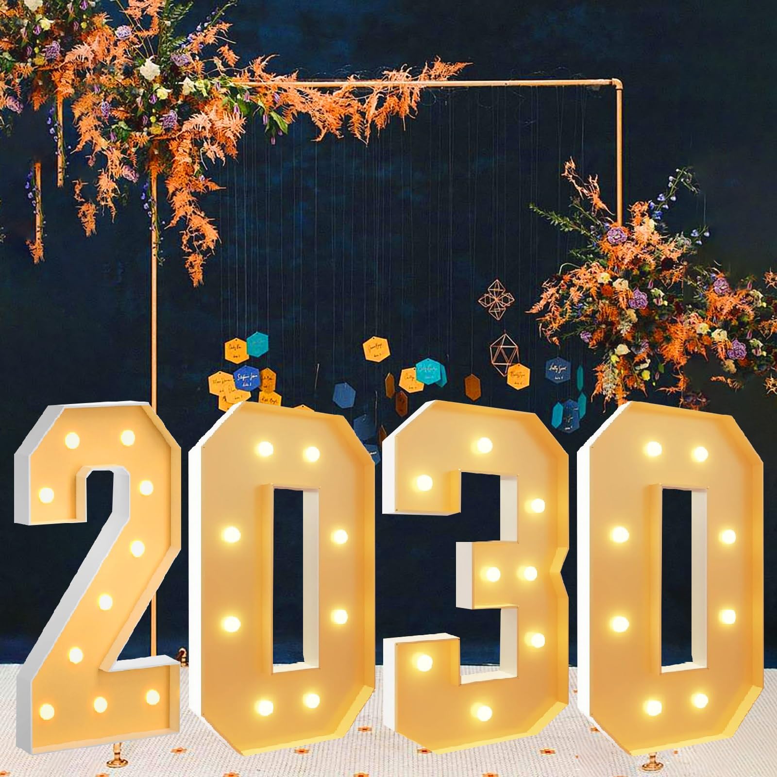 Lettere Luminose da 2,3 Piedi/3,3 Piedi/4 Piedi: Numeri giganti for Decorazioni for Feste, proposte di Matrimonio, Compleanni, Matrimoni, fidanzamenti, addii al Celibato(Number 2030,4ft)