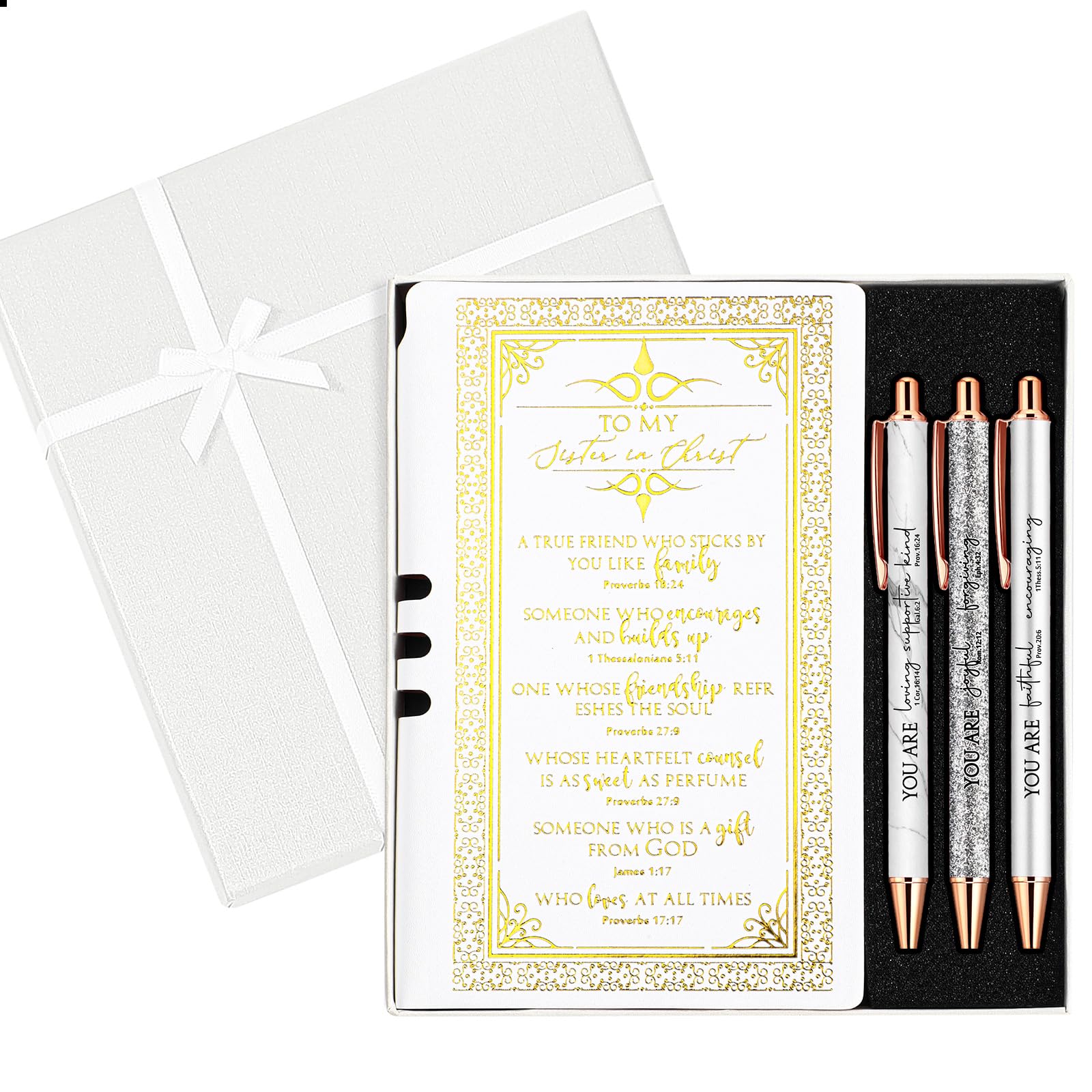 Affrolling 5 Pcs Christian Serenity Prayer Journal with Pens Religious Notebook Pens and Gift Box for Women Church Sunday School Valentine's Day