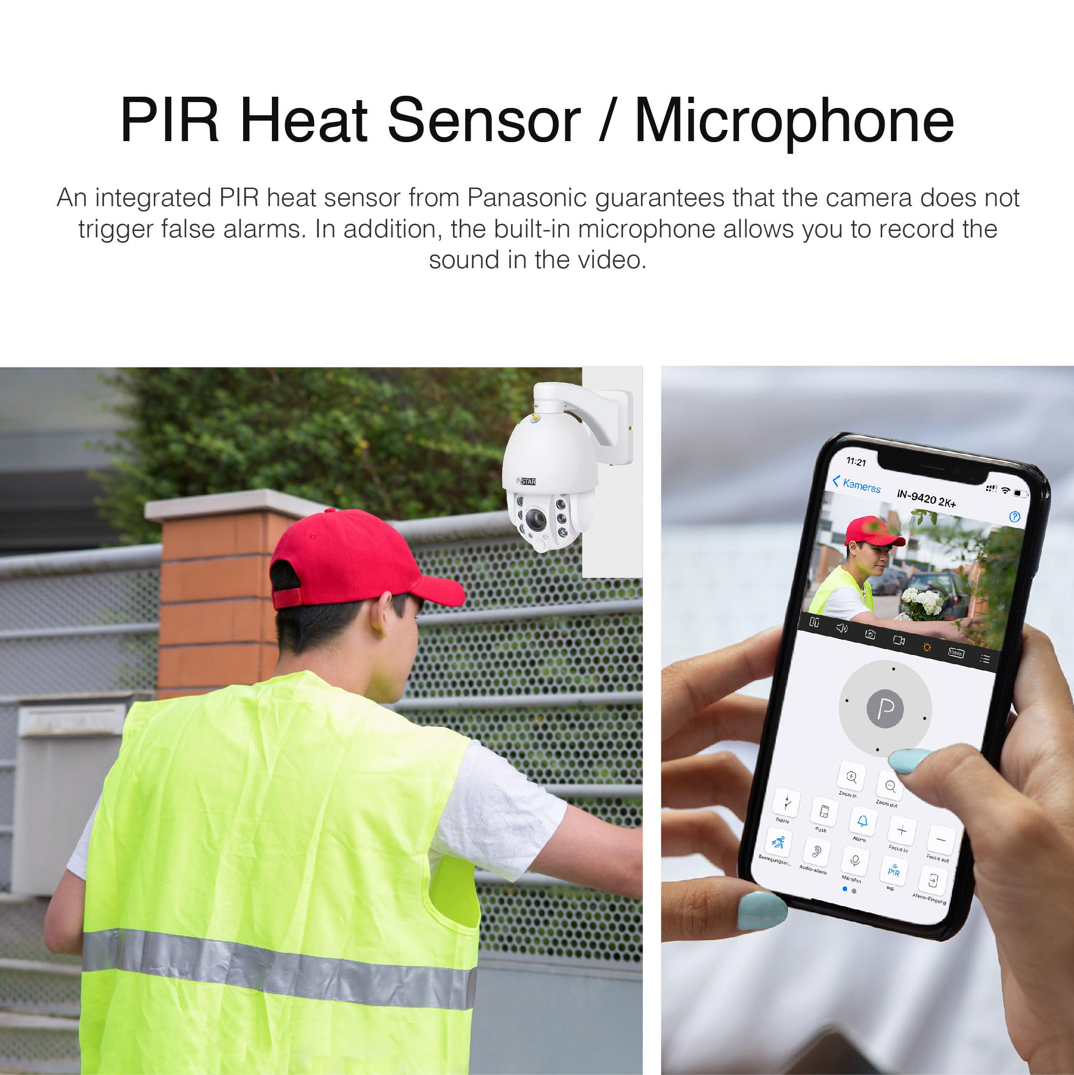 INSTAR IN-9420 2K+ Bianco - LAN/PoE/WiFi telecamera di sorveglianza con IA (AI) - Telecamera IP - PIR - PTZ controllabile - Uso per interni ed esterni - HomeKit HKSV - MQTT