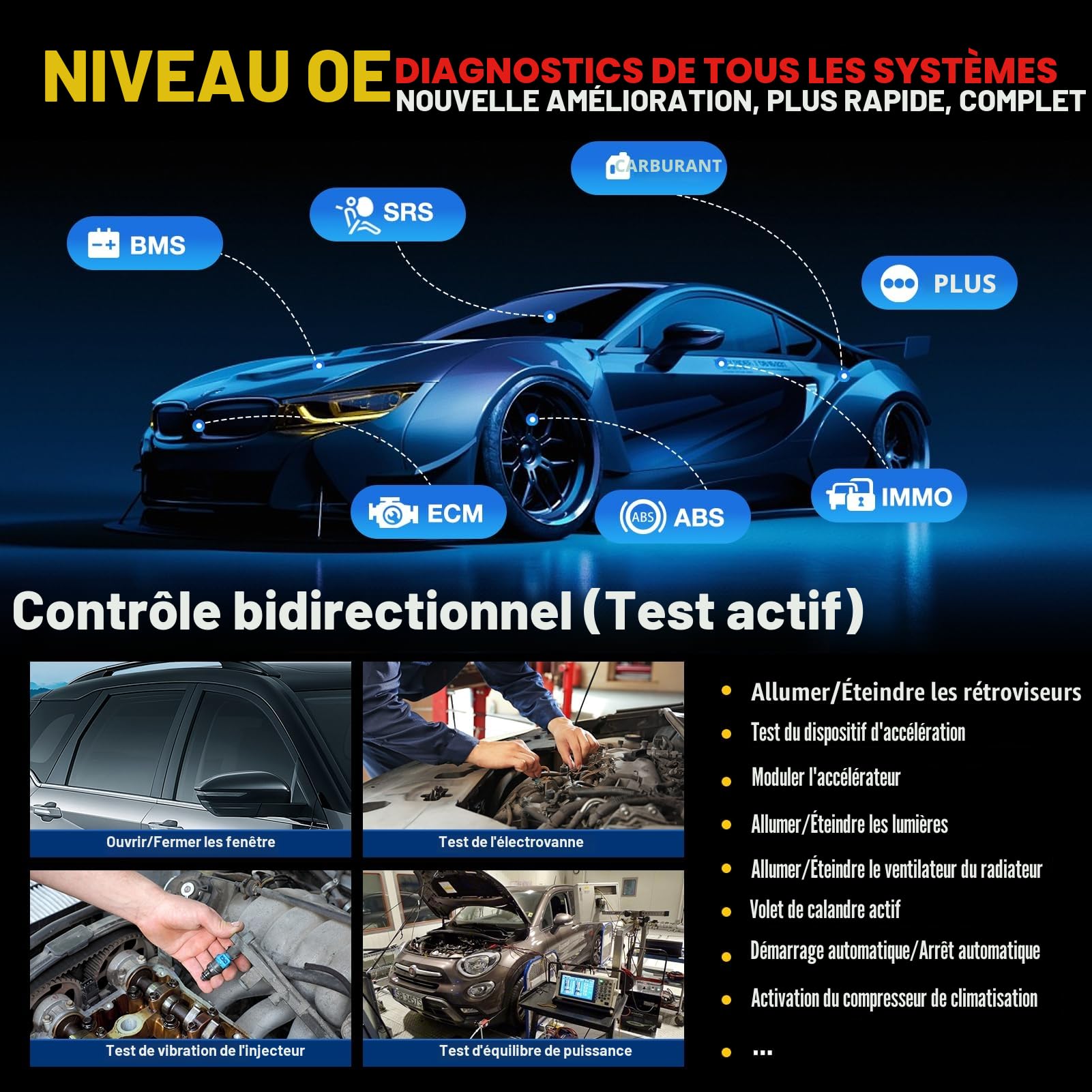 Launch X431 Pro TT Elite Valise Diagnostic Auto Diagnostic de Tous Les systèmes avec DBSCar VII Connecteur, Bi-directionnel, 38+ Réinitialisation, Codage ECU, CANFD&DOIP, FCA, Guide V.A.G.Diagnostic