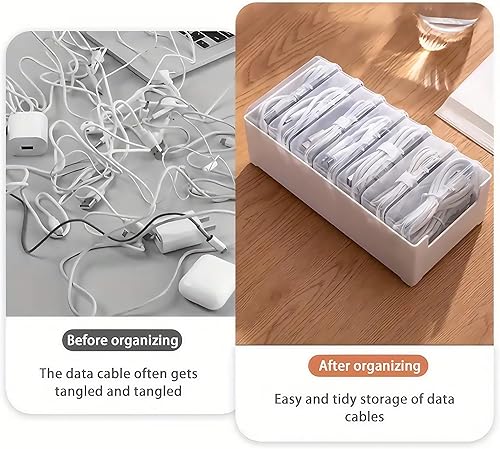 Miniatura 2 de Caja organizadora de cables de 11 cajas, organizador de cables de escritorio con interruptor, organizador de cables de alimentación para oficina,