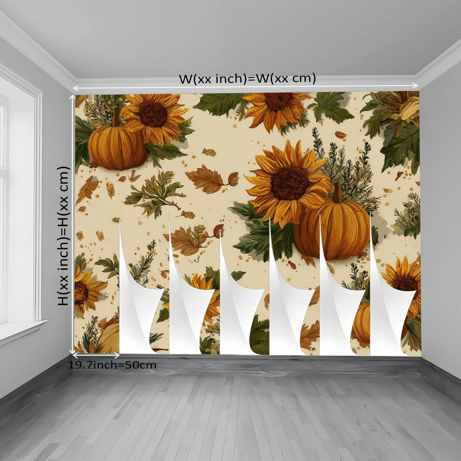 Kolorowa tapeta - wykwintne słoneczniki dynie liście fototapeta - murale ścienne do biura salonu sypialni sofy tło telewizora duży mural plakat - dekoracja domu sztuka - 400 x 280 cm (szer. x wys.)