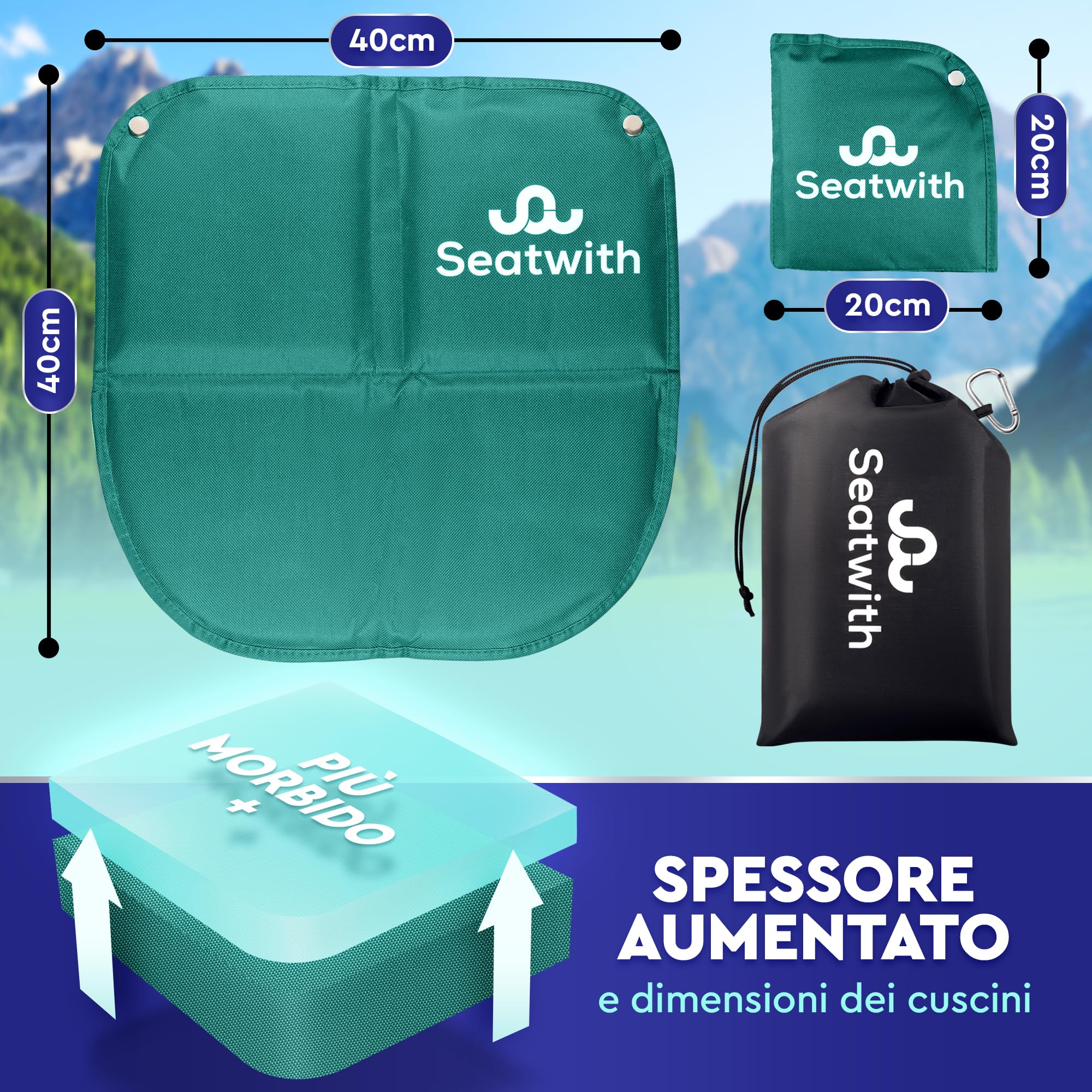 Tappetino Pieghevole Seatwith - 40x40 Cm, Isolante Con Lato Alluminio, Per Campeggio E Piscina - Foto 4