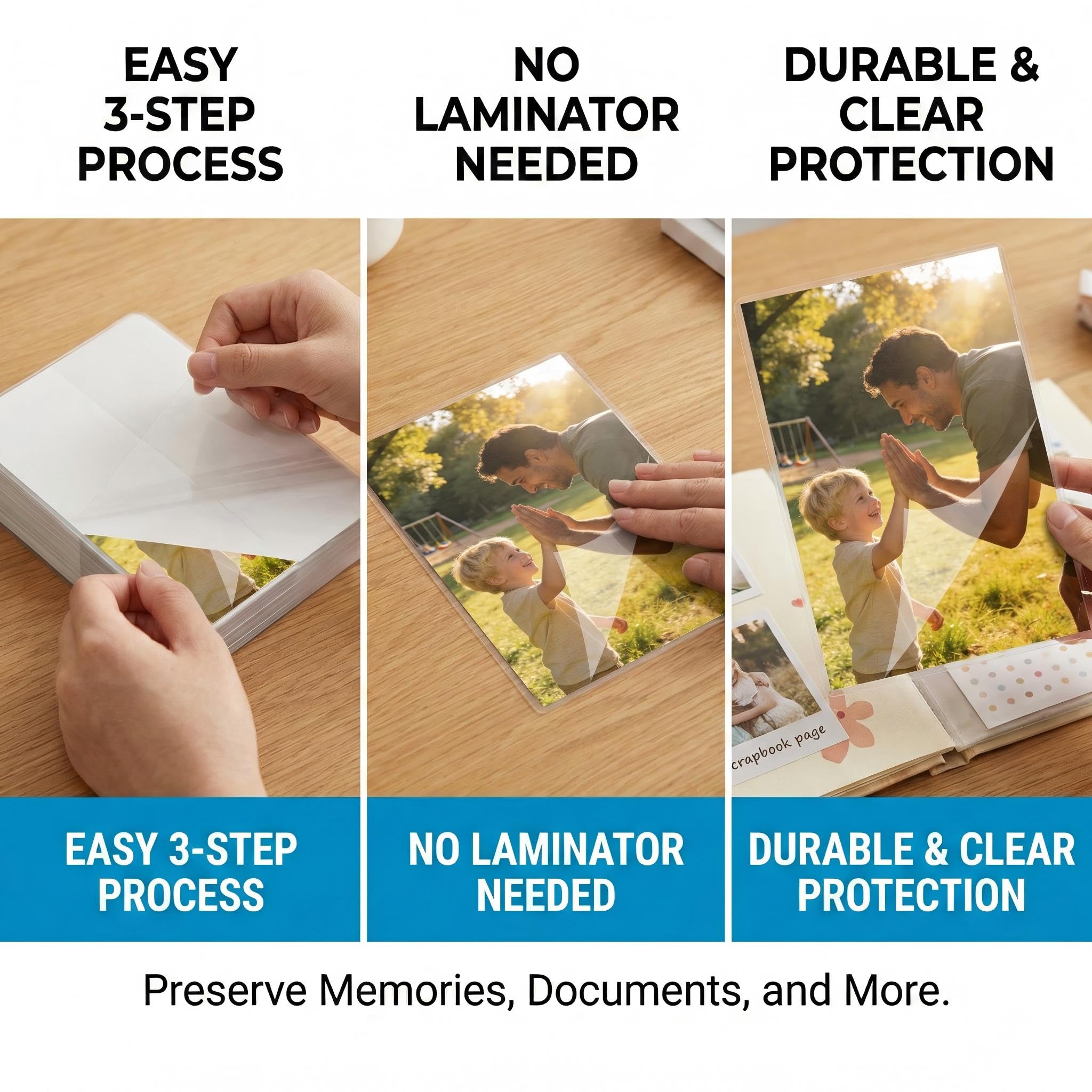 Láminas de Laminación en Frío A7 Autoadhesivas para Tarjetas de Visita, Fotos y Documentos, 10 Unidades, Sin Necesidad de Máquina, Protección Duradera