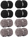 Chunky Yarn for Hand Knitting Soft Jumbo Bulky Fluffy Yarn for Crocheting Blanket Scarf DIY 8 Pack (Light Blue, 28yds, 8 Ounces Each)